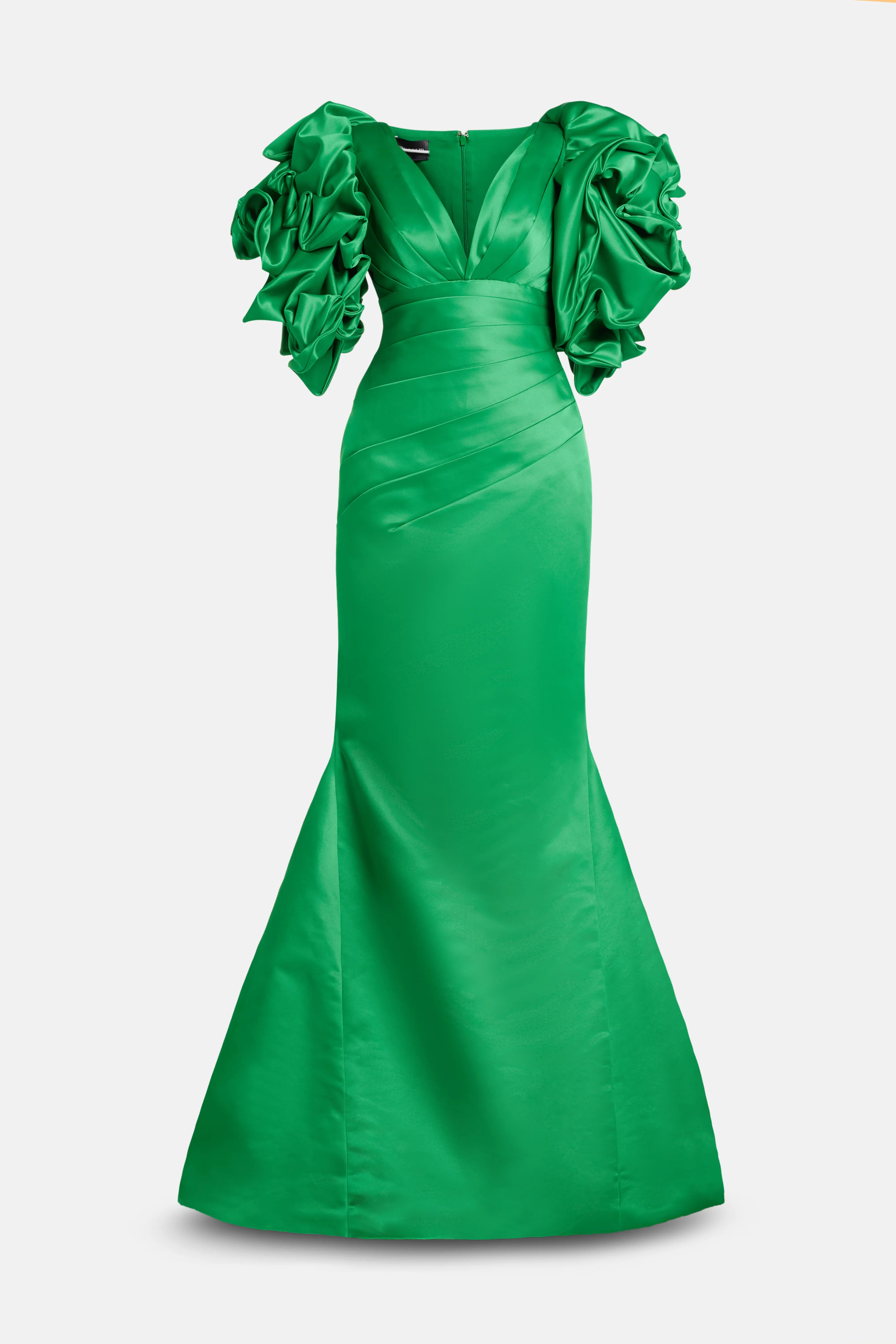 Puff Sleeves Evening Gown