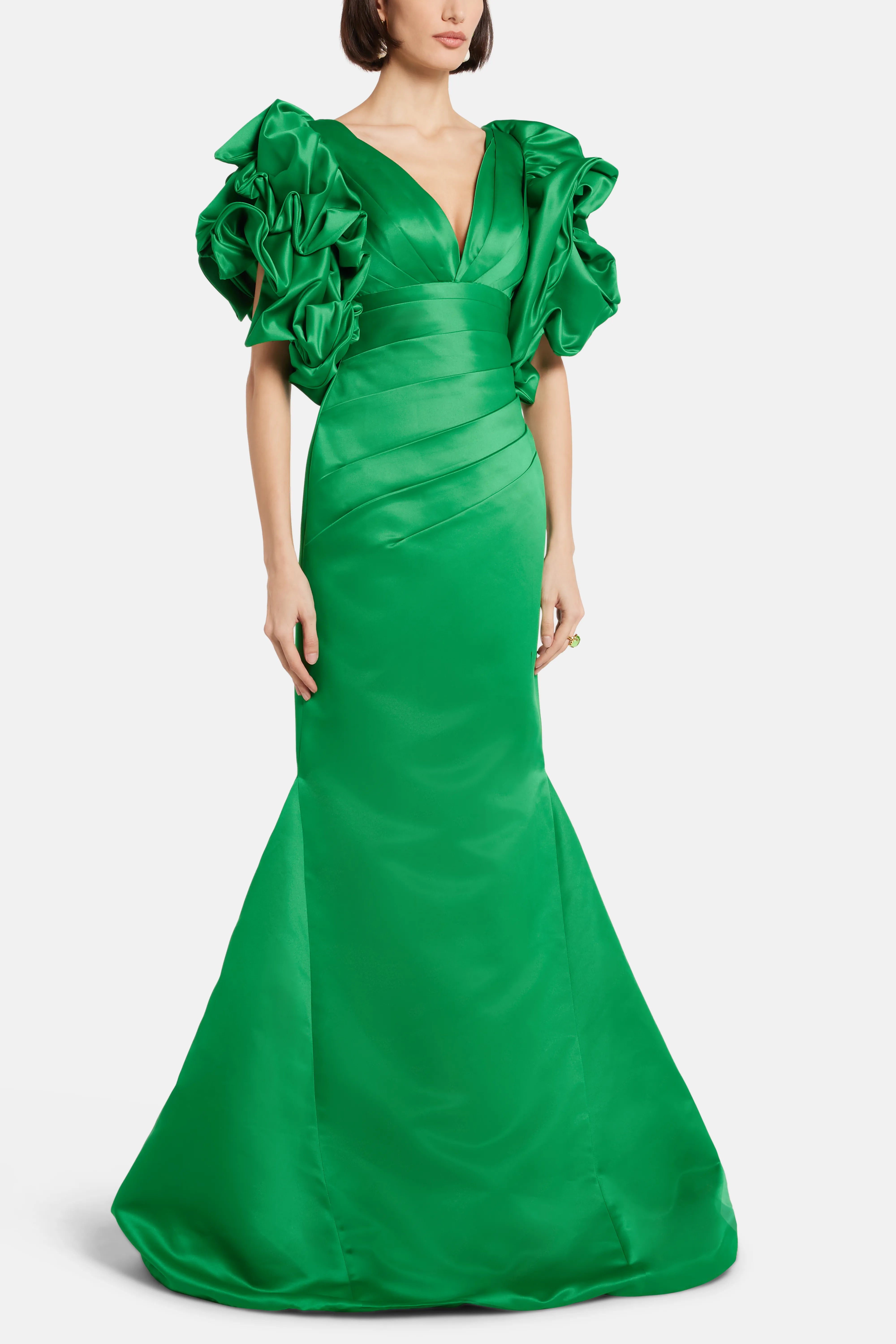 Puff Sleeves Evening Gown