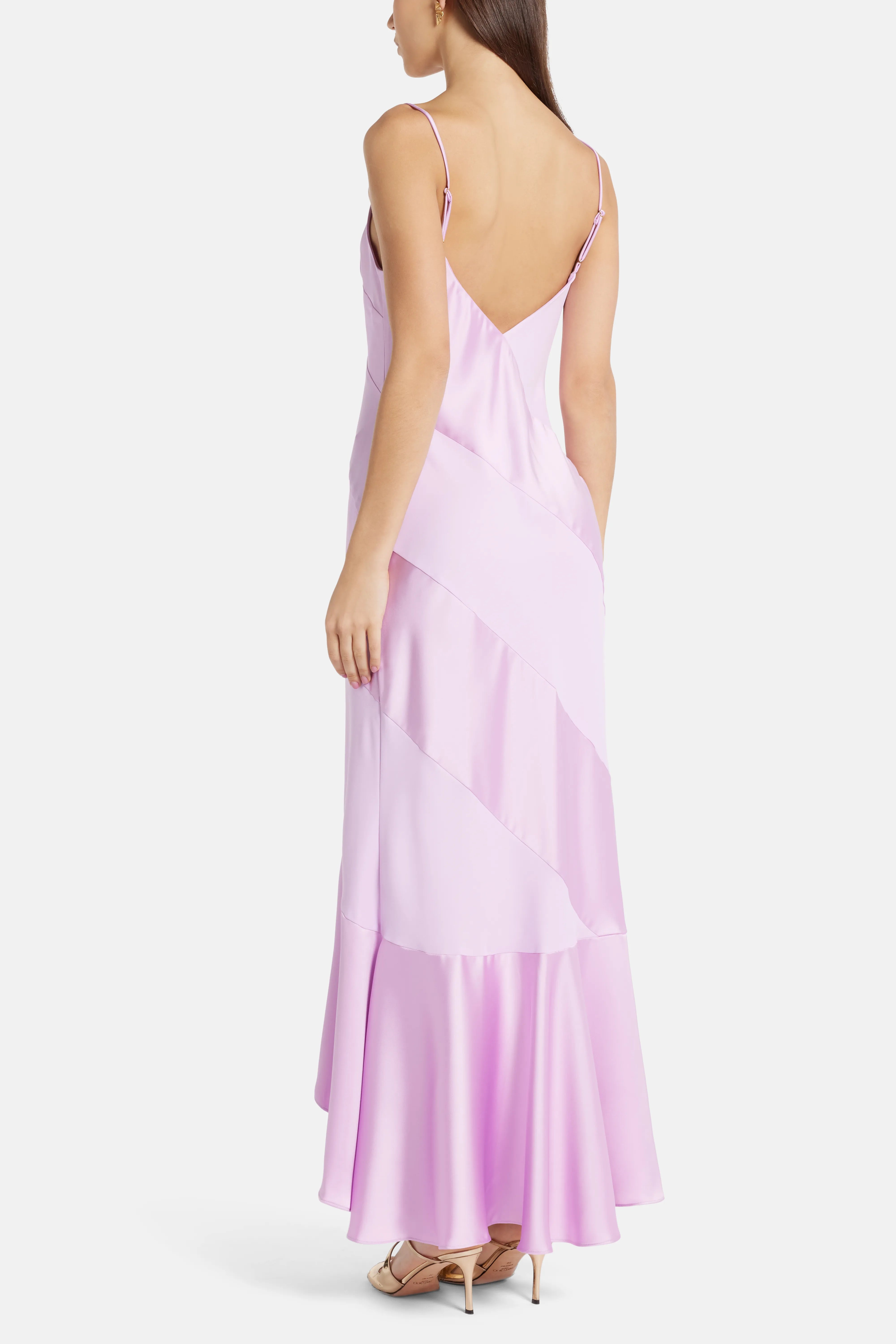 Camps Bay Solid Charmeuse Mallee Bow Maxi Dress in Pink