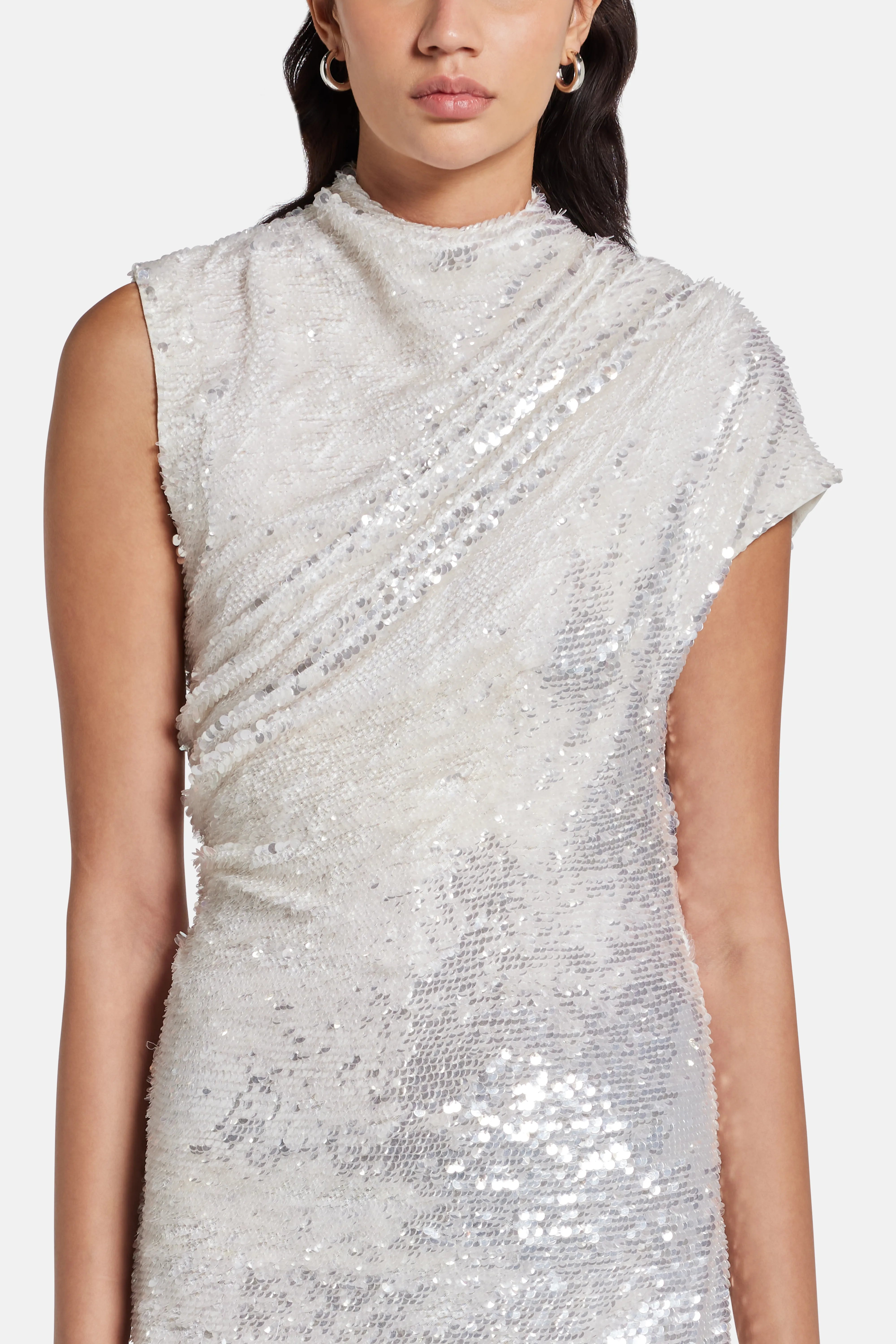 Adeline Sequin Backless Evening Gown in Silver