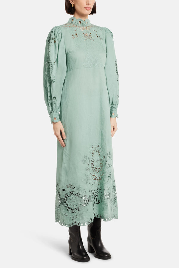 Flowing Beauty Embroidered Midi Dress