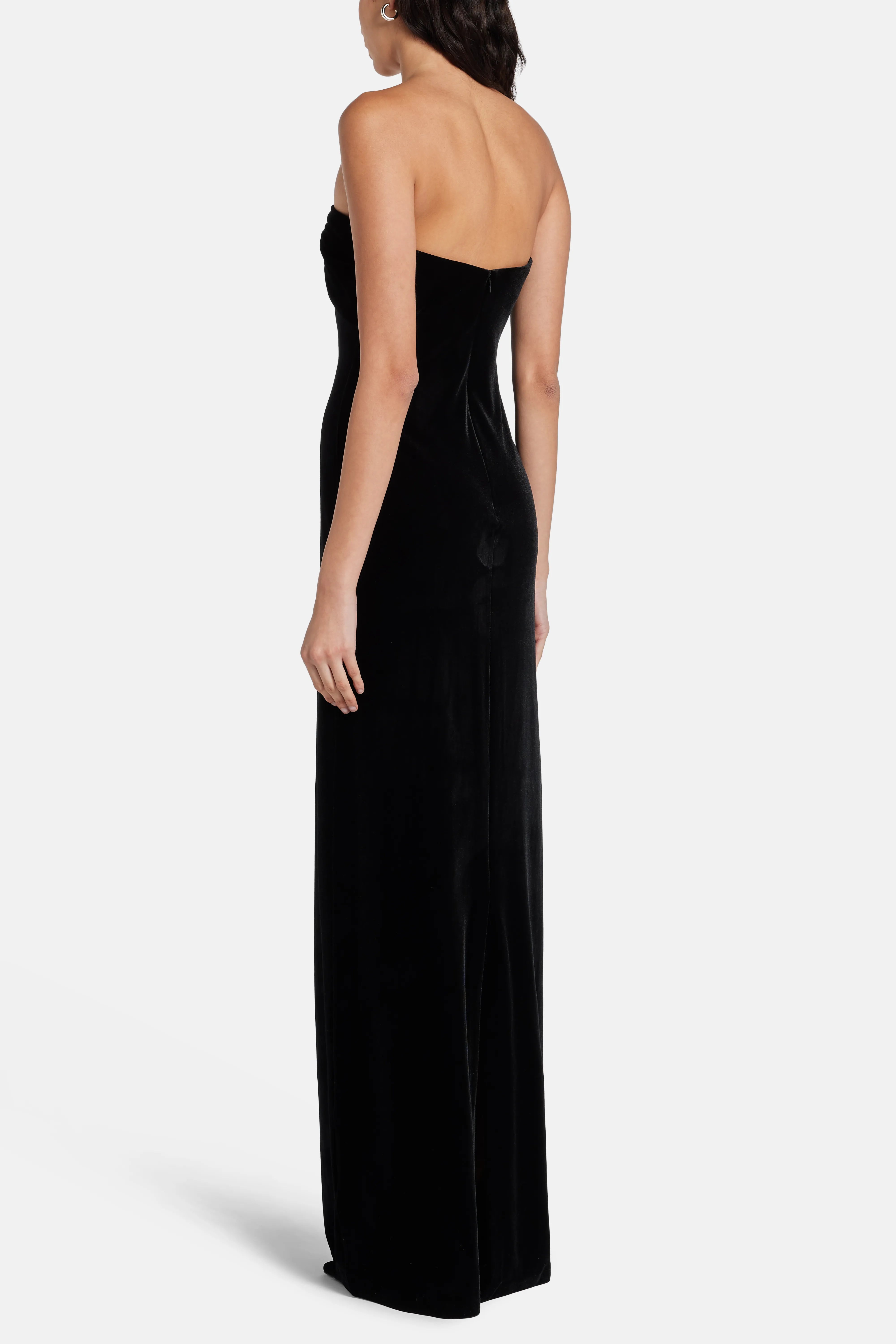 Noela Off Shoulder Velvet Evening Gown in Black