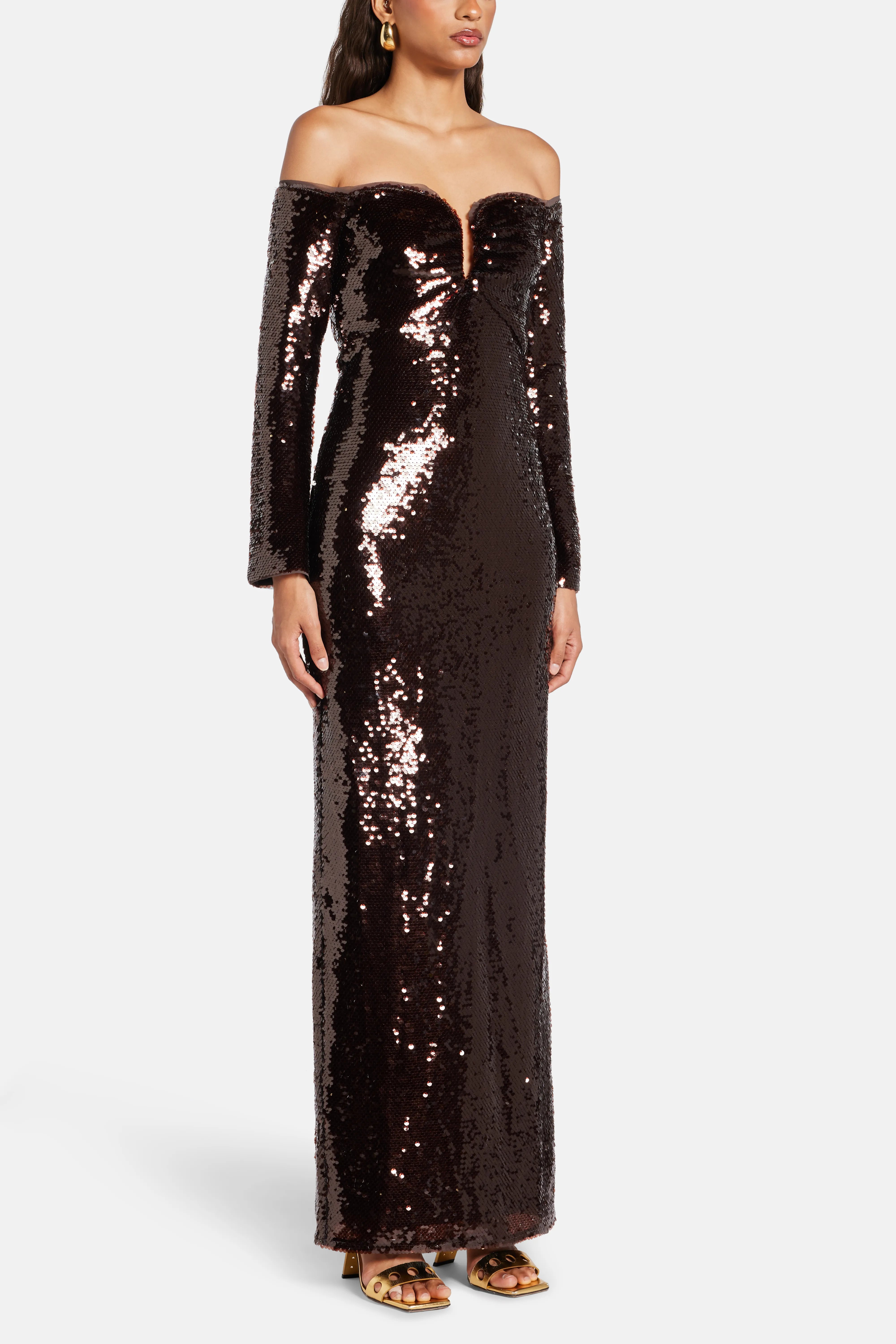 Sequin Off Shoulder Evening Dress