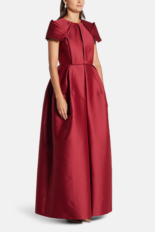 Petal Sleeve Evening Dress in Red