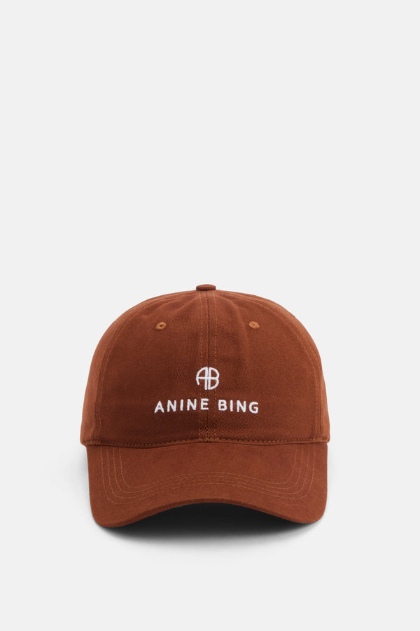 Jeremy Monogram Cotton Baseball Cap in Brown