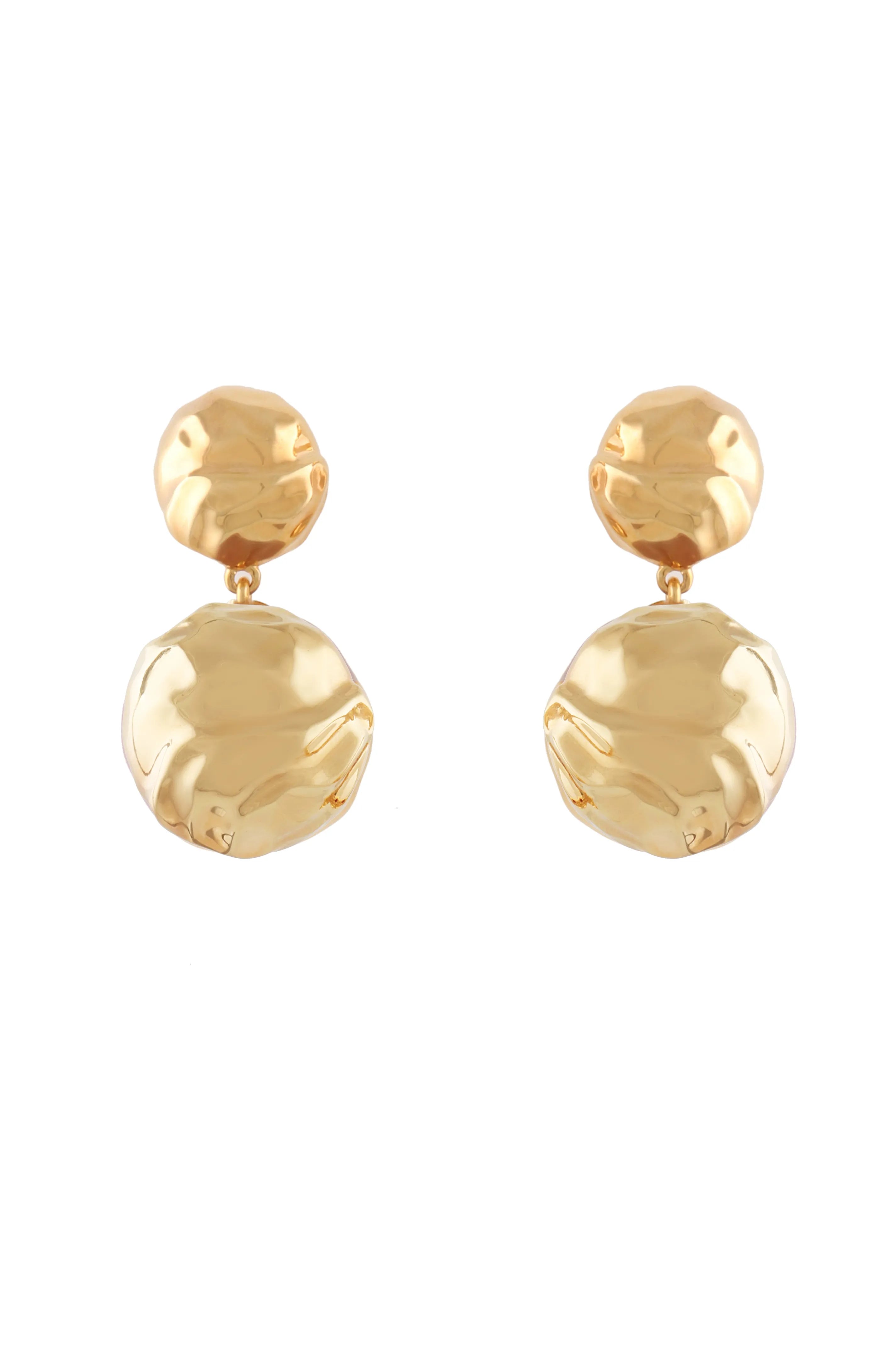 Large Dangling Orbs Earrings With Enamel in Gold