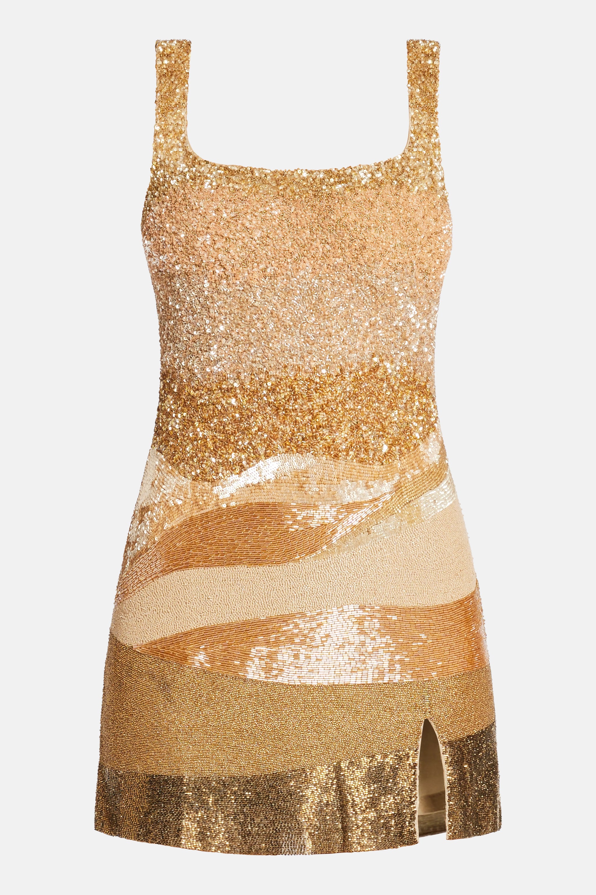 dubai mini dress Dubai Golden Dune With Beading Sleeveless Sequins Mini Dress in Gold