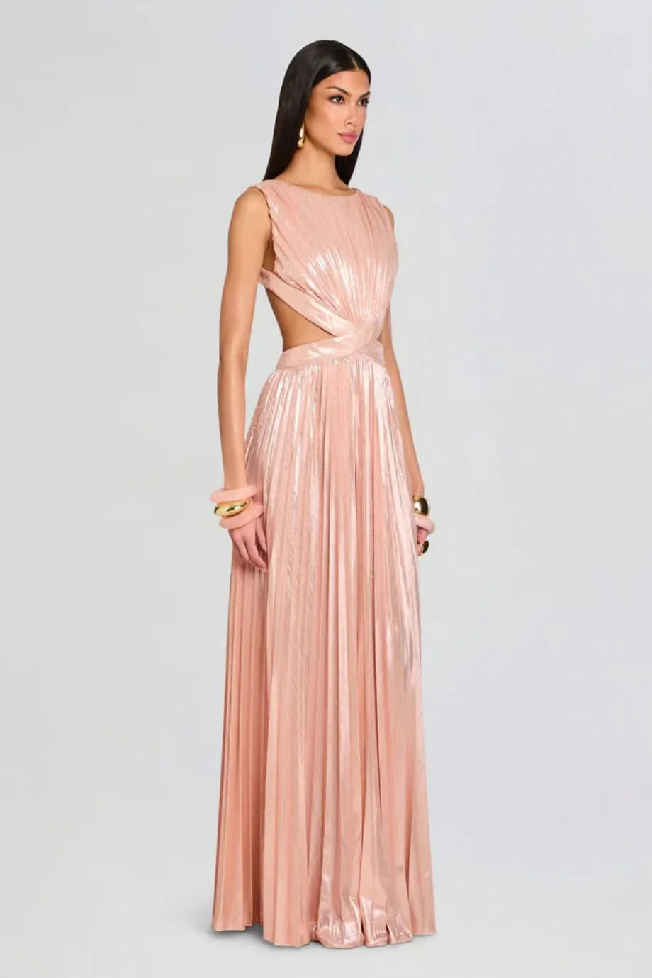 Remington Metallic Cut Out Maxi Dress in Pink