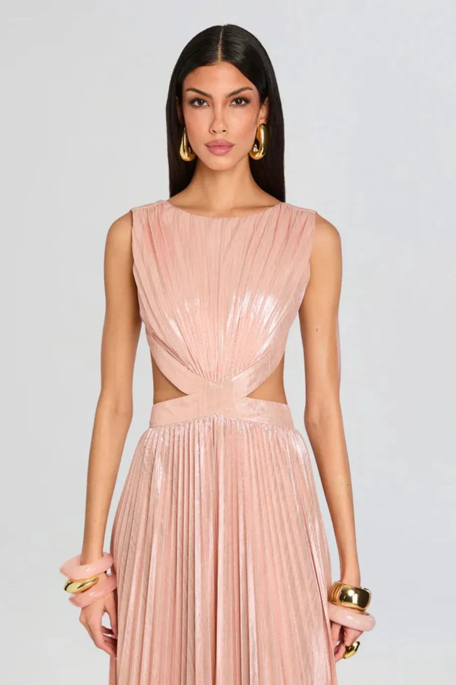 Remington Metallic Cut Out Maxi Dress in Pink