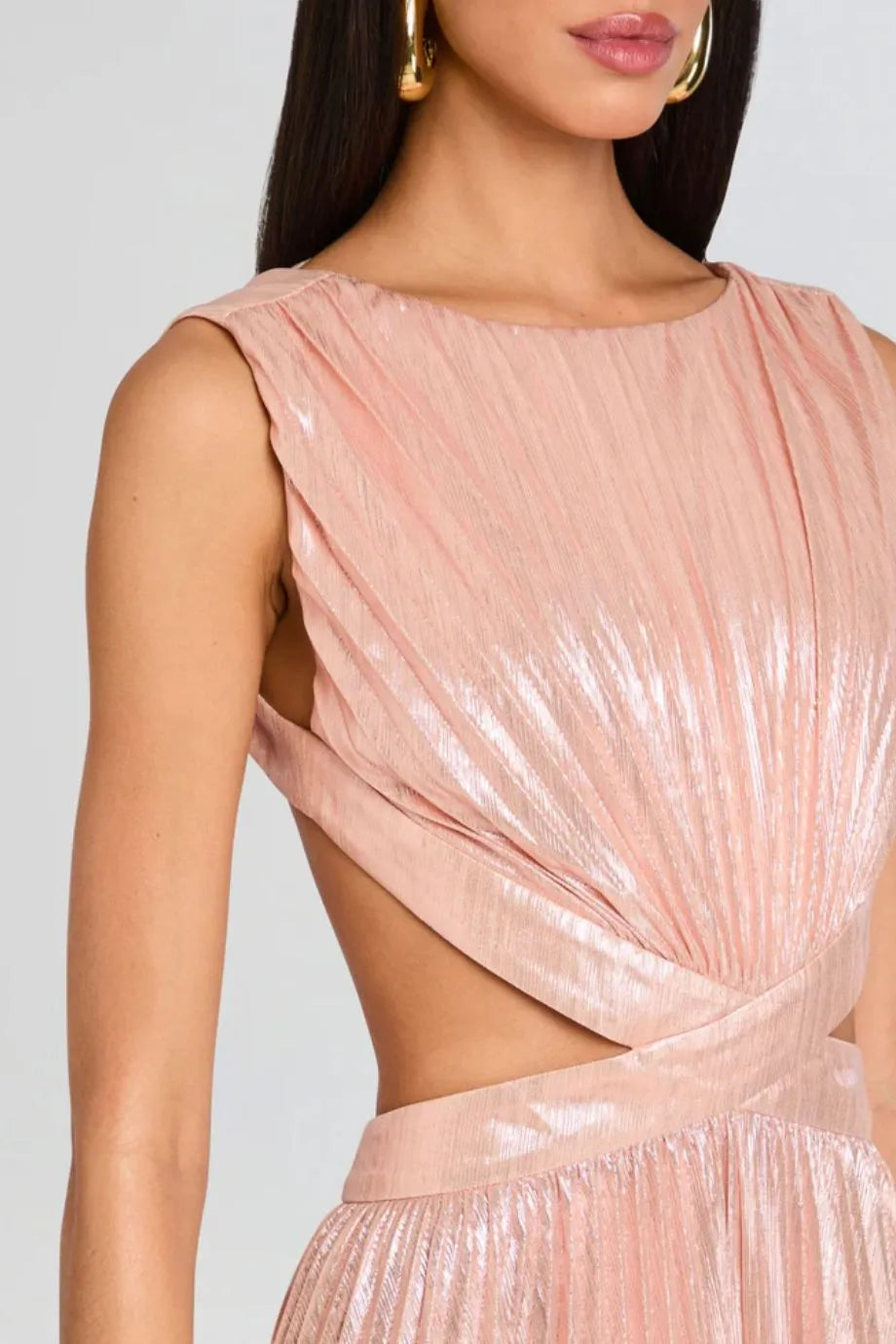 Remington Metallic Cut Out Maxi Dress in Pink