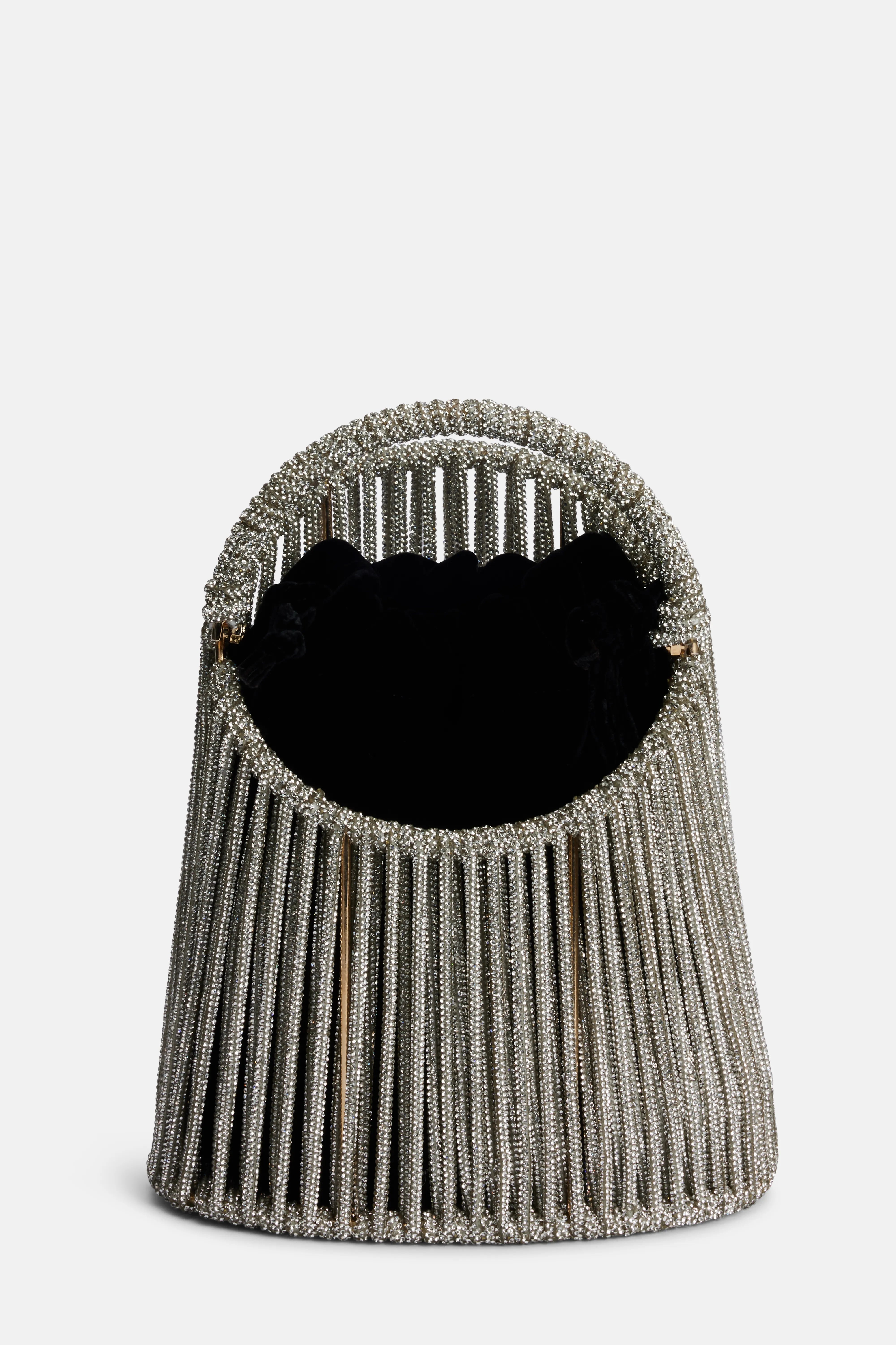 حقيبة إلكترا بمقبض علوي مزينة بالكريستالات باللون الأسود