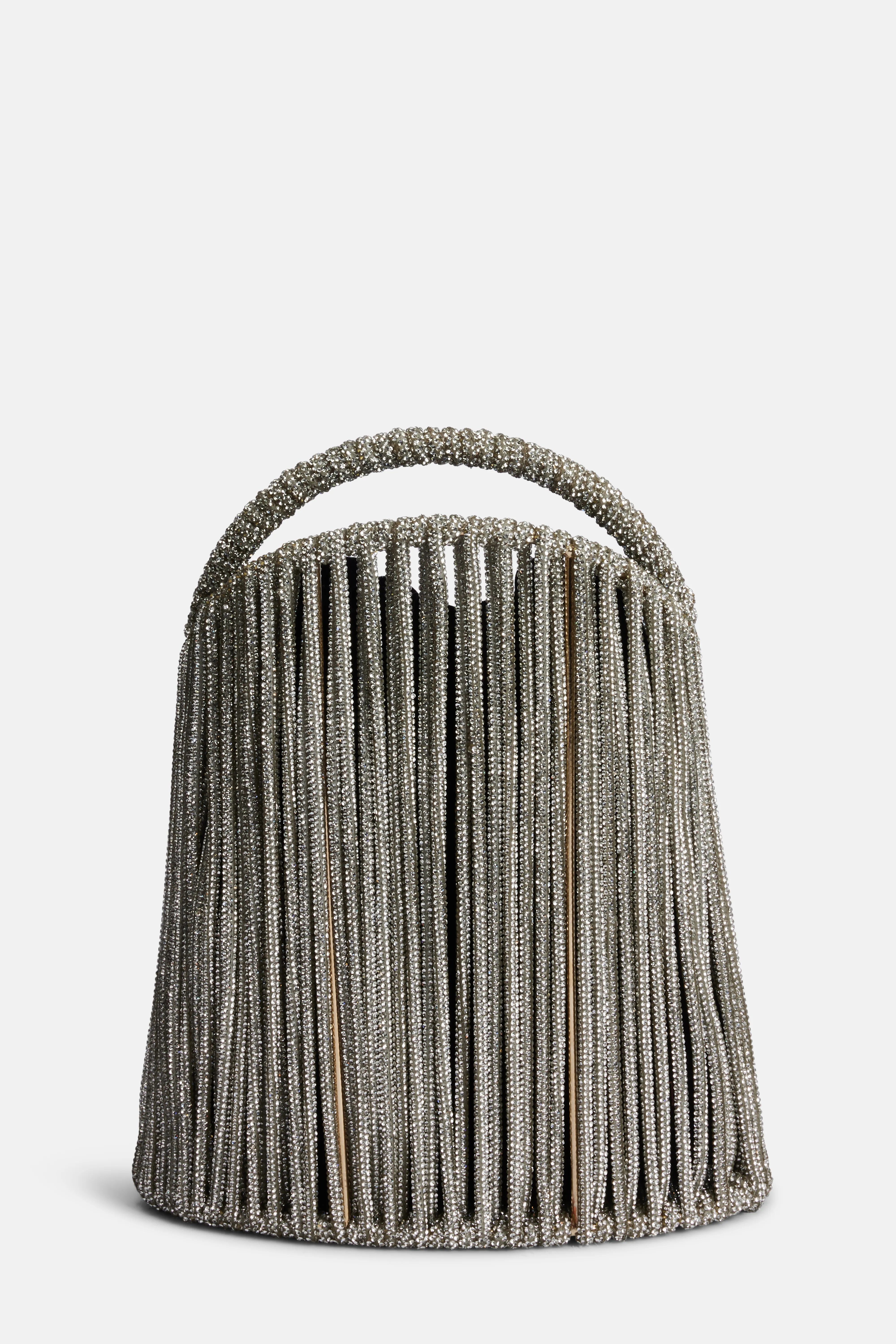 حقيبة إلكترا بمقبض علوي مزينة بالكريستالات باللون الأسود