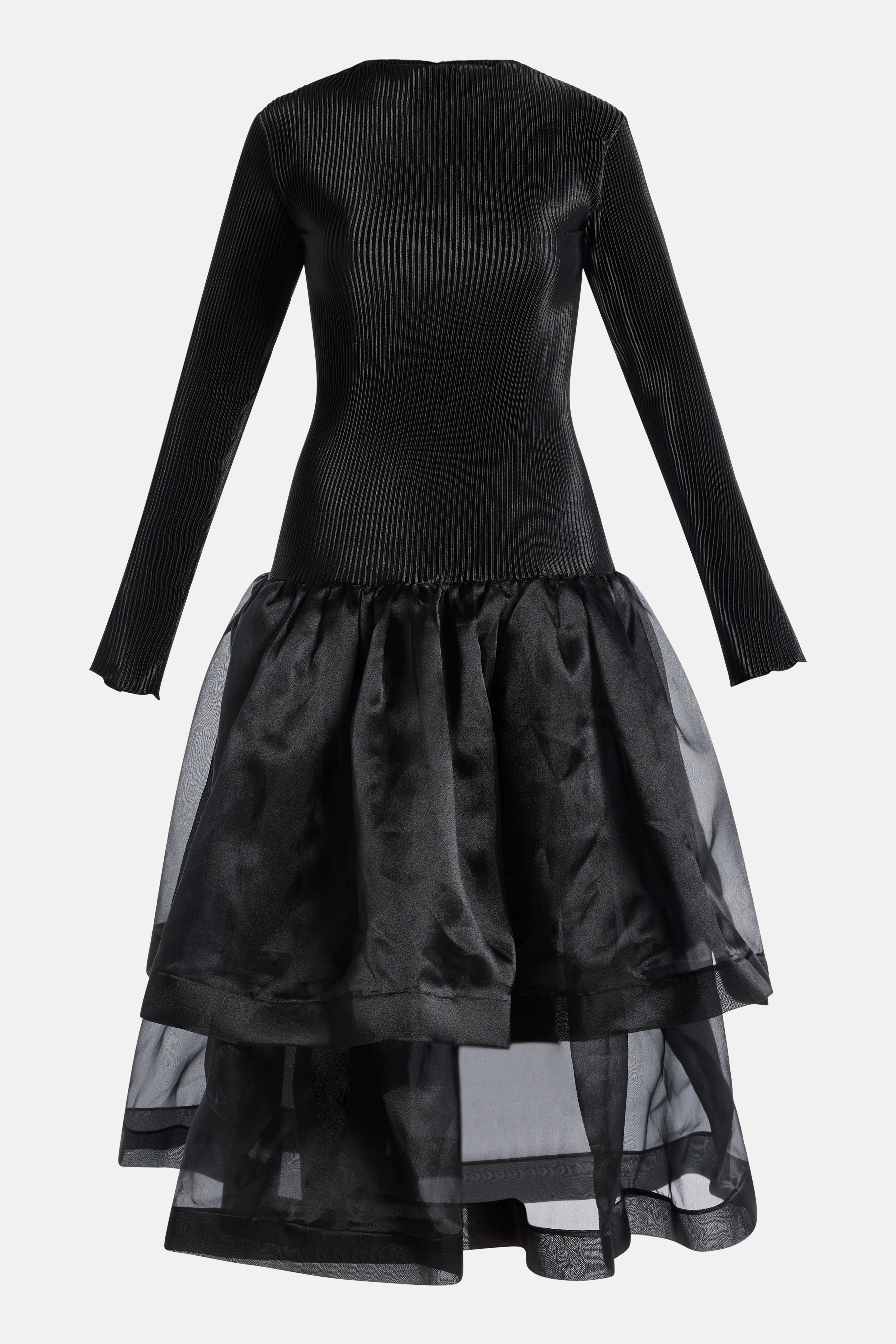 Alexander Pleated Evening Dress in Black