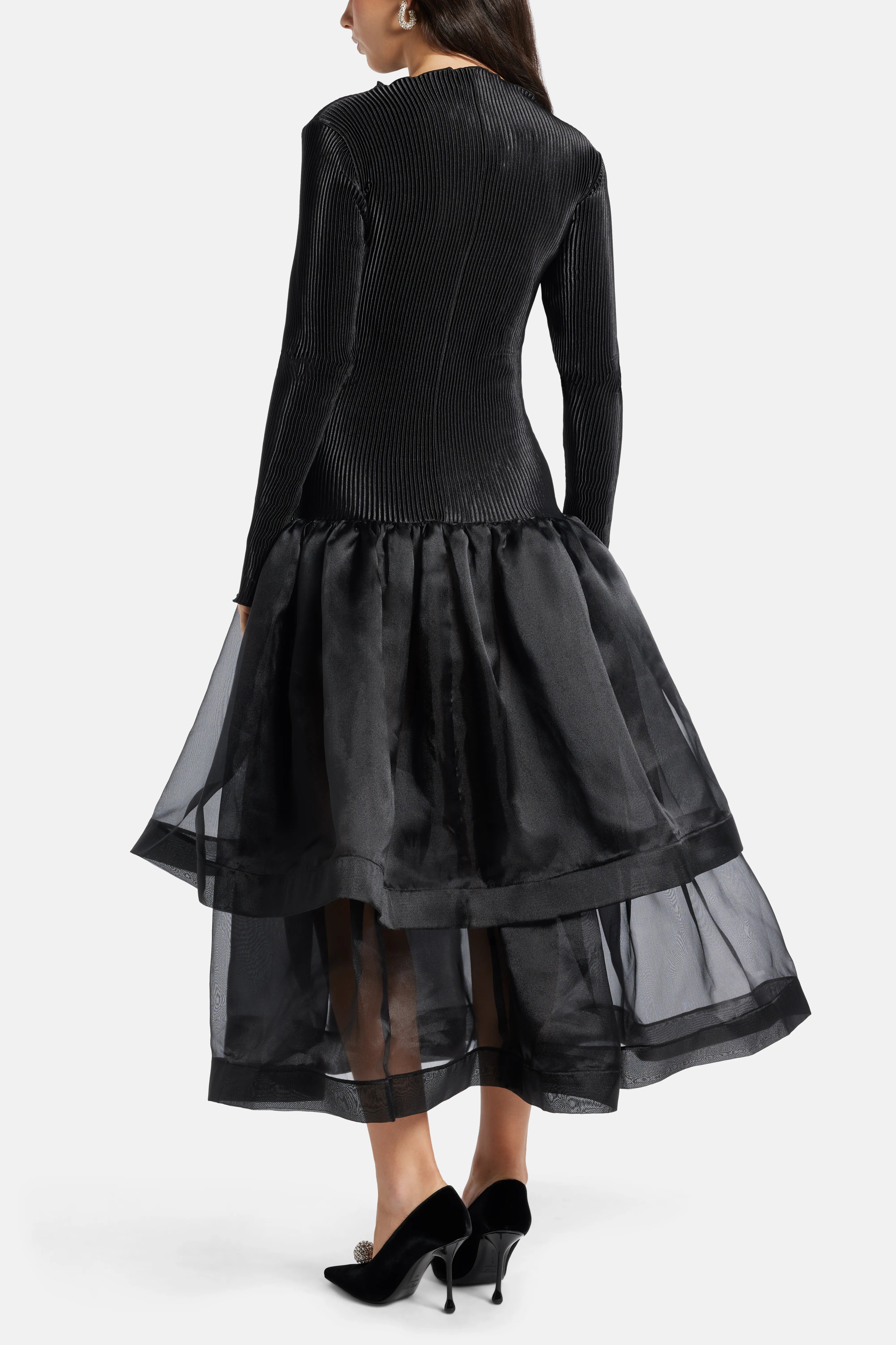 Alexander Pleated Evening Dress in Black