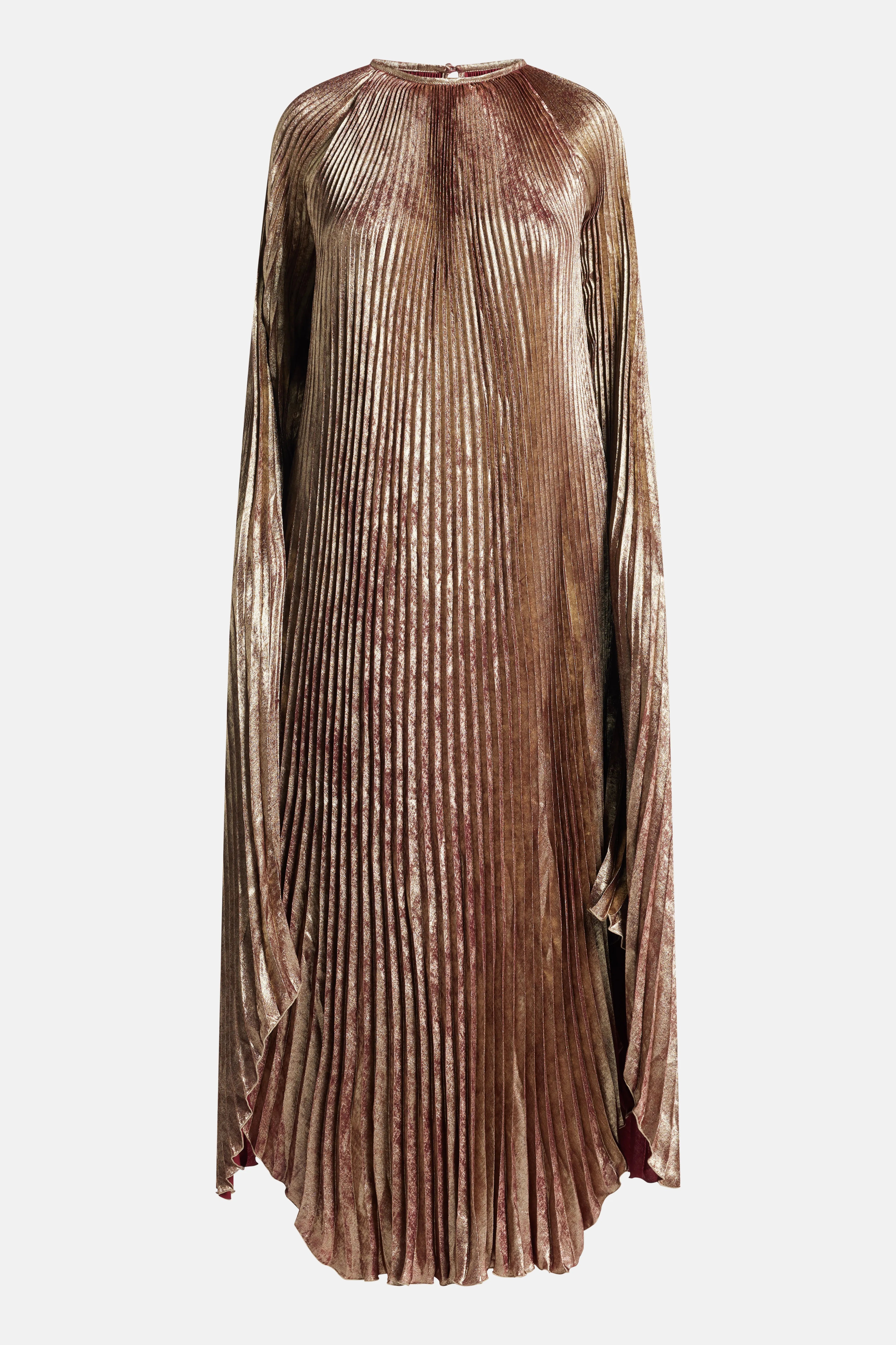 Palais Cape Sleeves Evening Dress in Gold