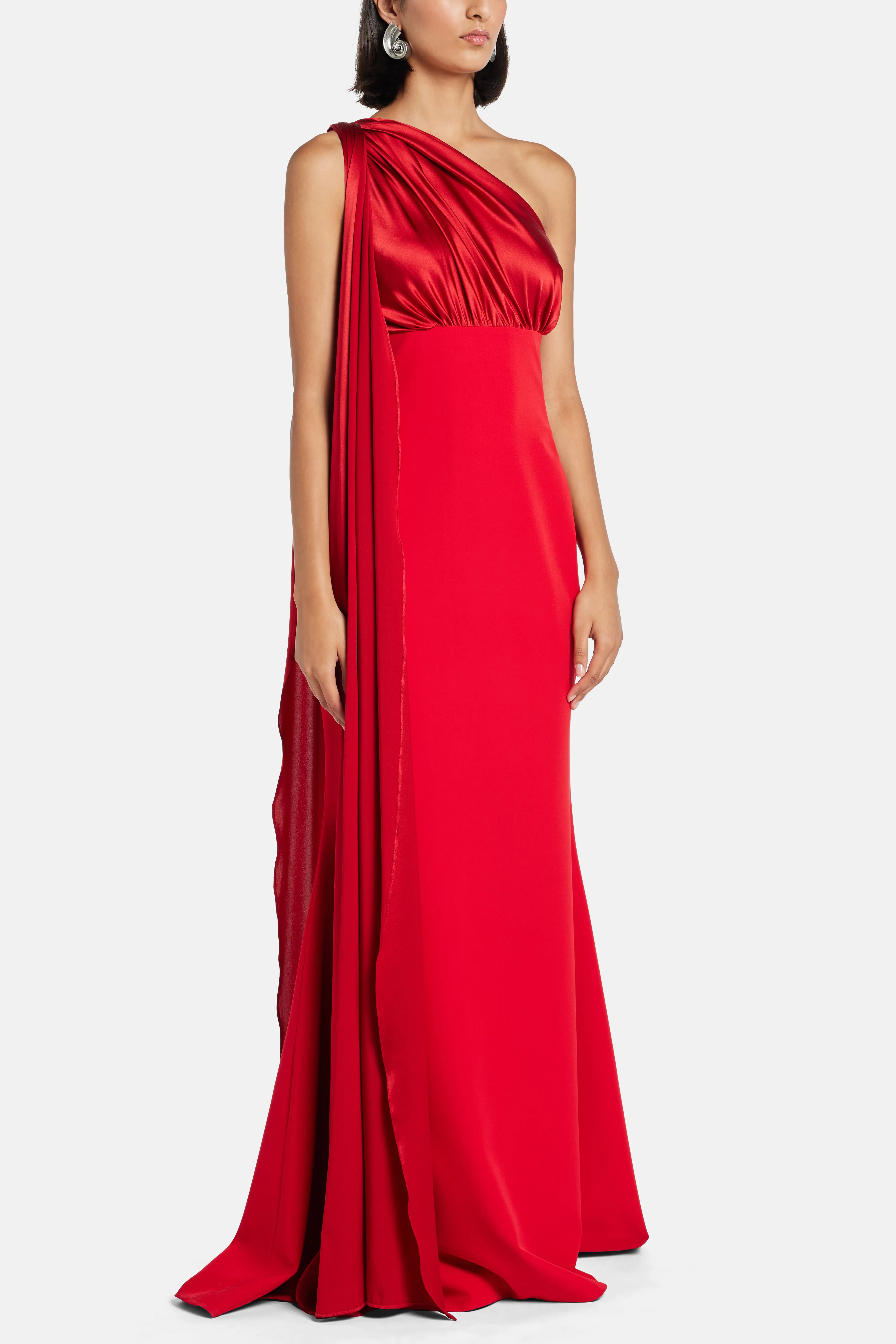 Saira One Shoulder Maxi Dress in Red