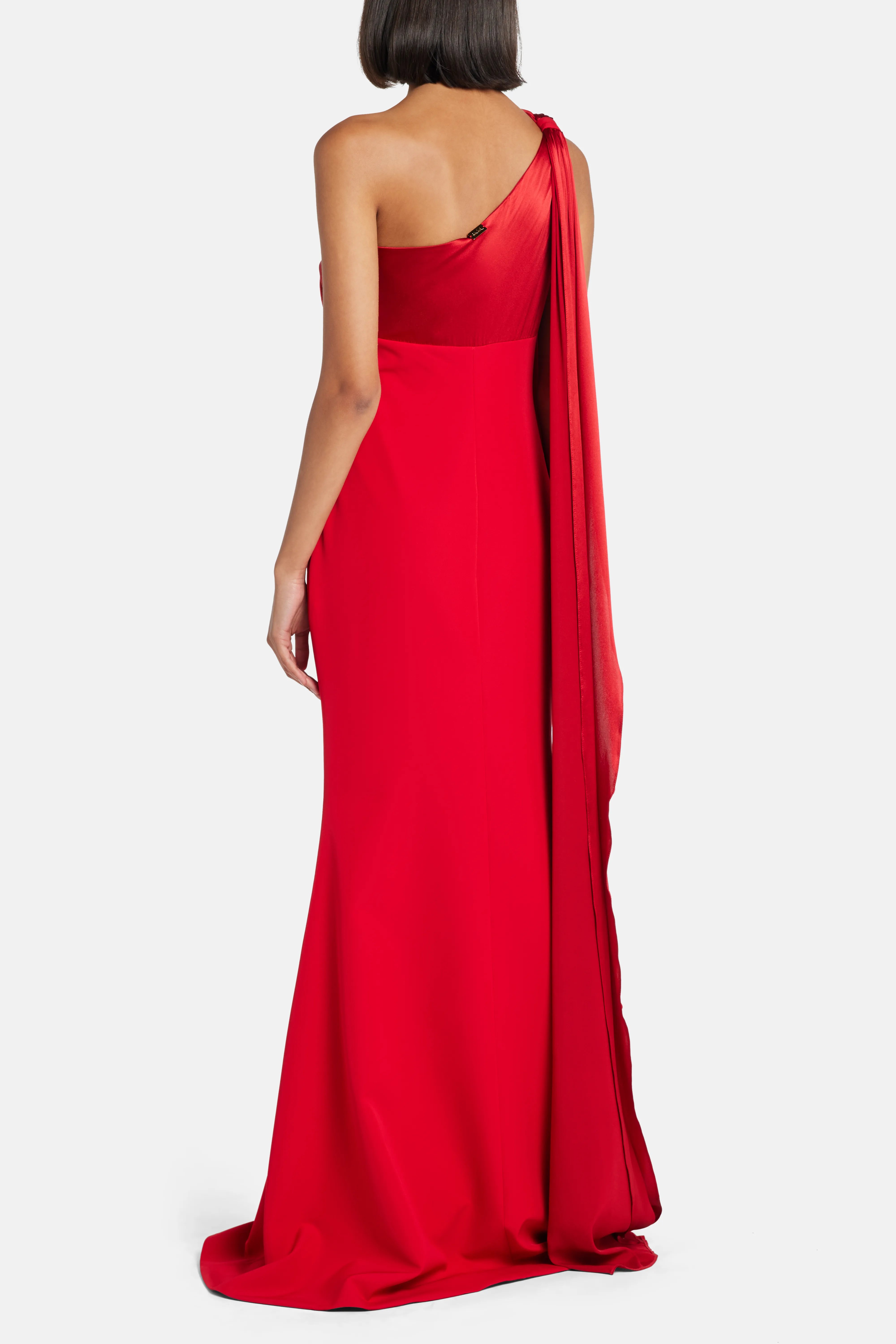 Saira One Shoulder Maxi Dress in Red