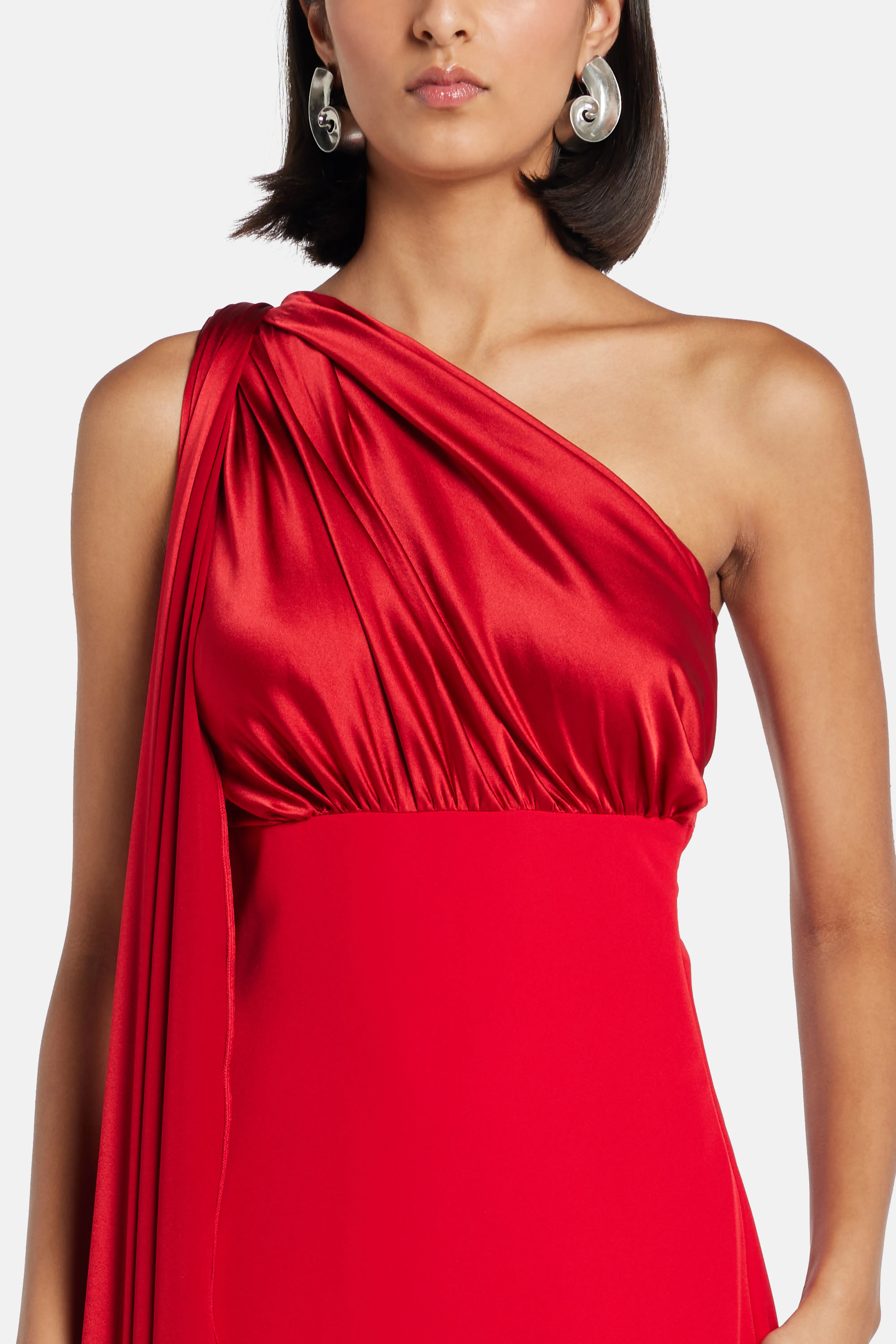 Saira One Shoulder Maxi Dress in Red