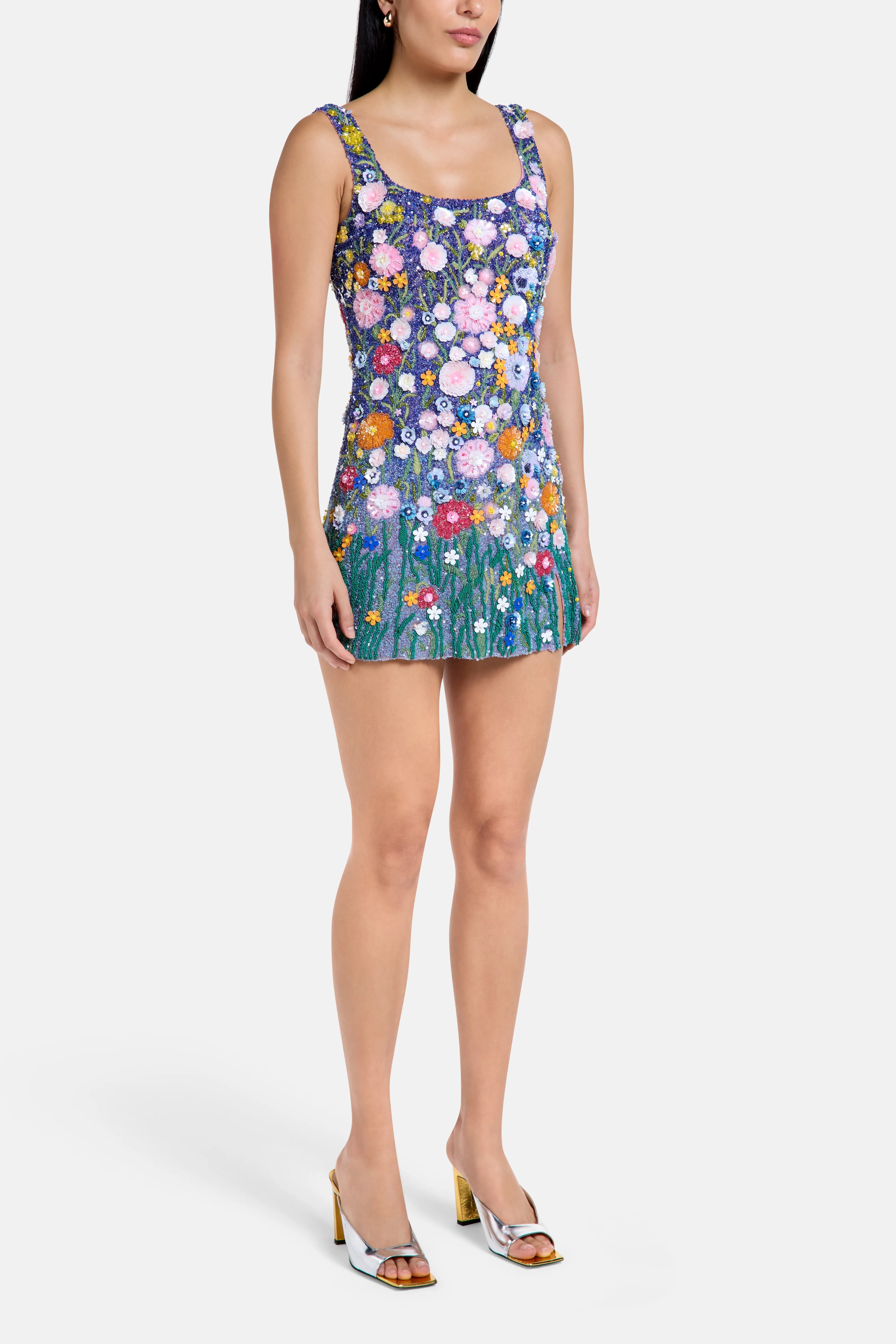 Gustav Klimt Garden Sleeveless Mini Dress In Blue