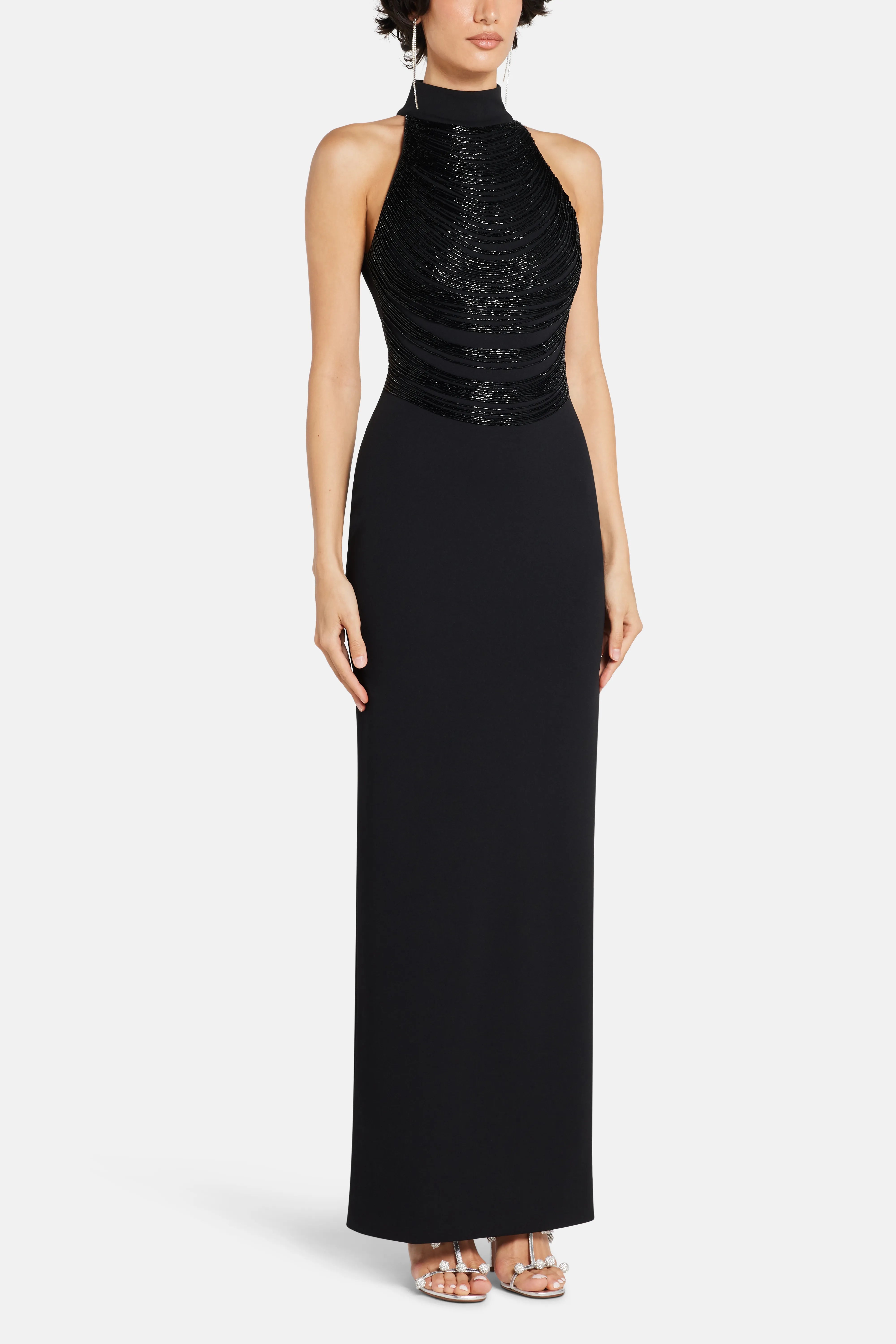 Portia Sleeveless Evening Dress in Black