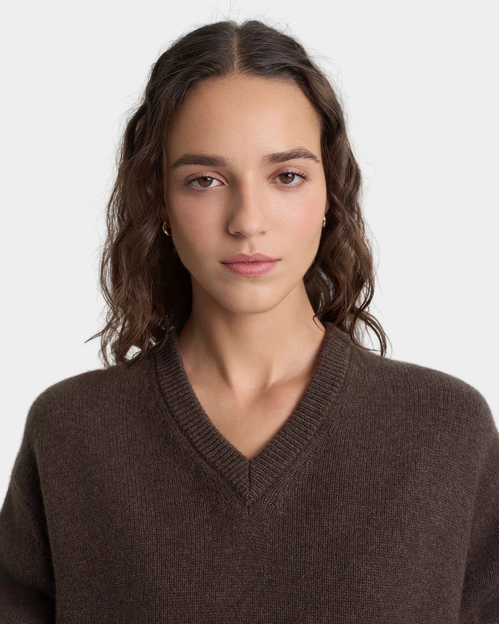 SRC Cashmere V Neck Sweater in Brown