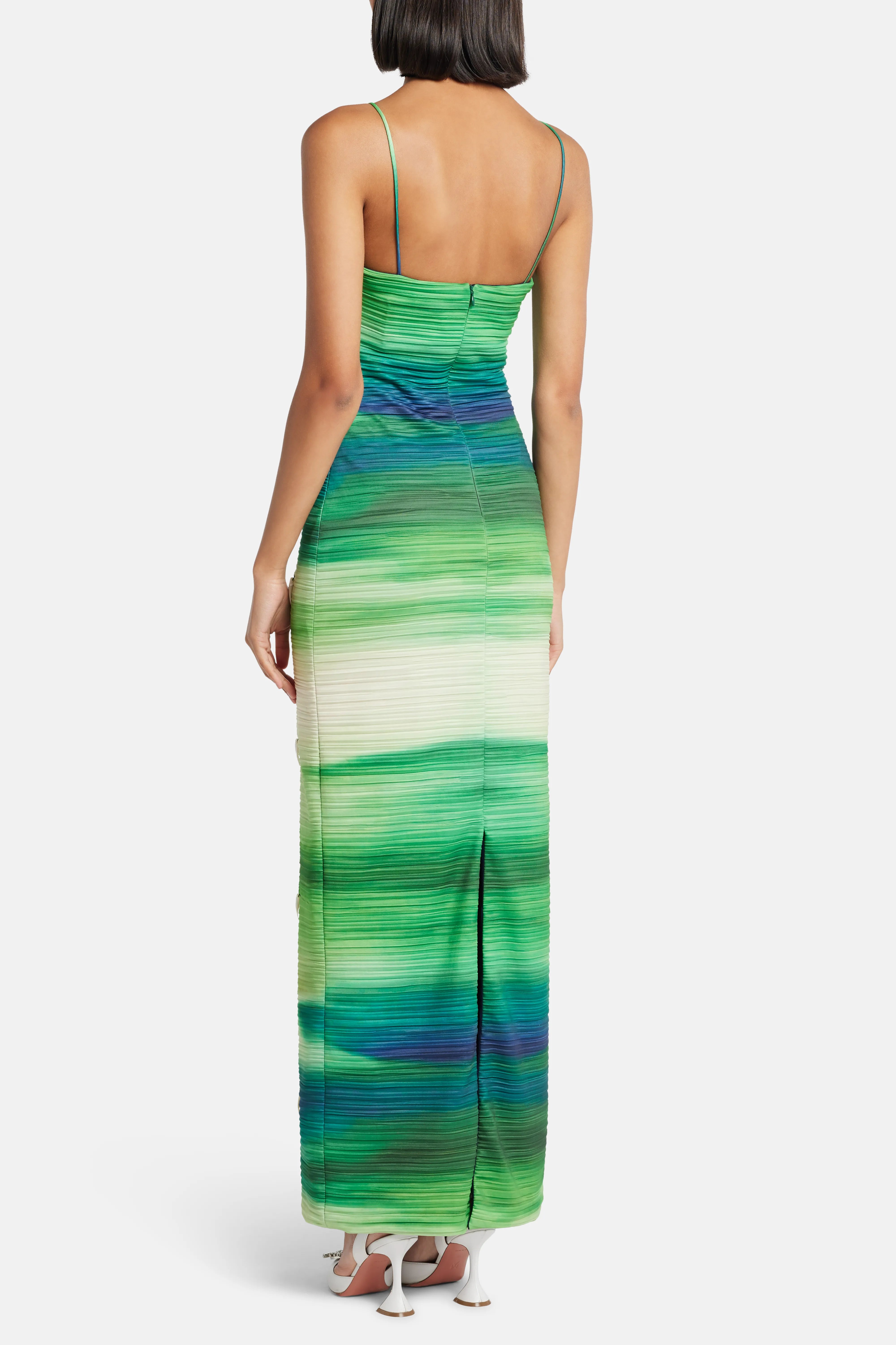 Abo Sleeveless Seashell Maxi Dress in Green and Blue