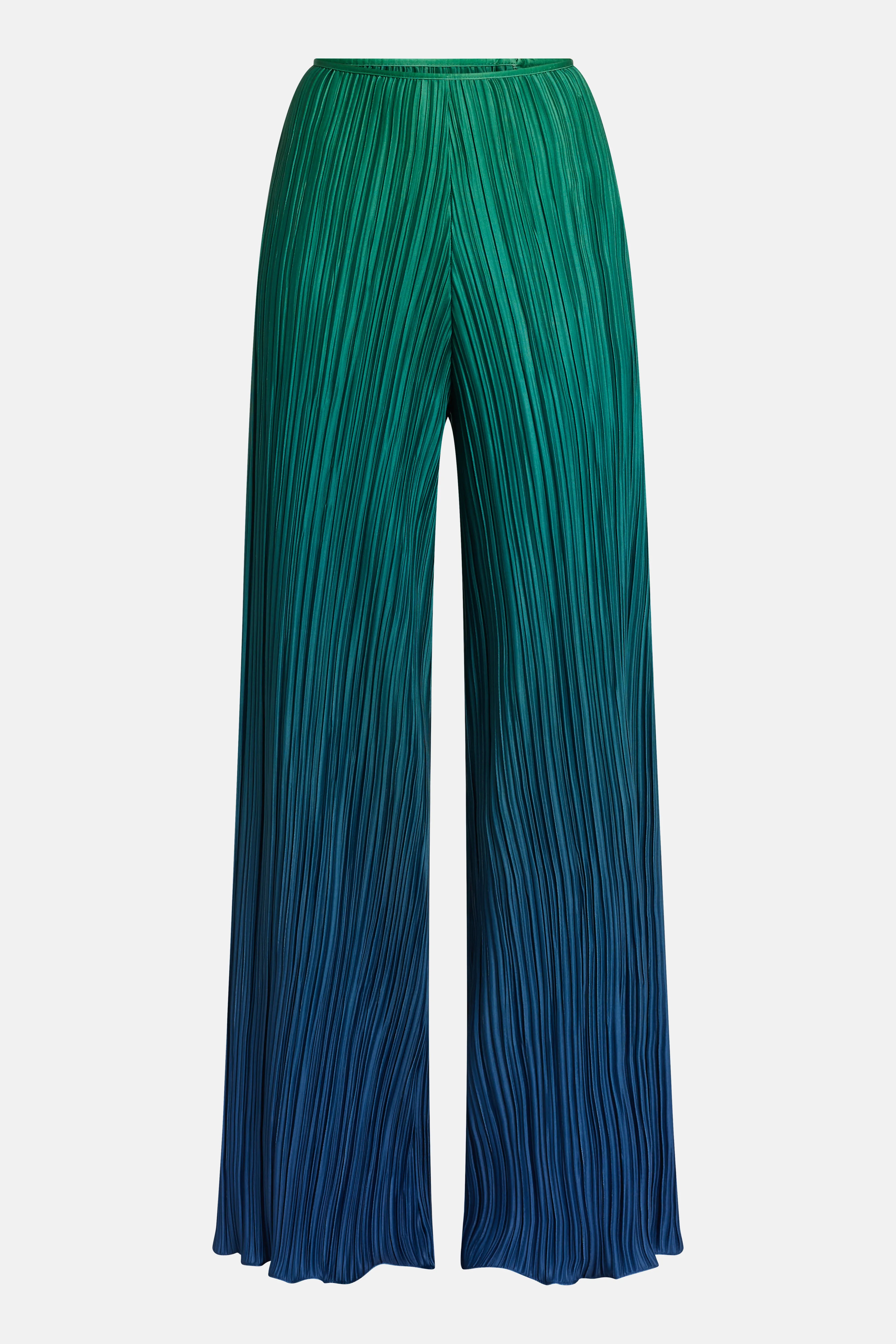 Velo Pleated Pants in Green and Blue