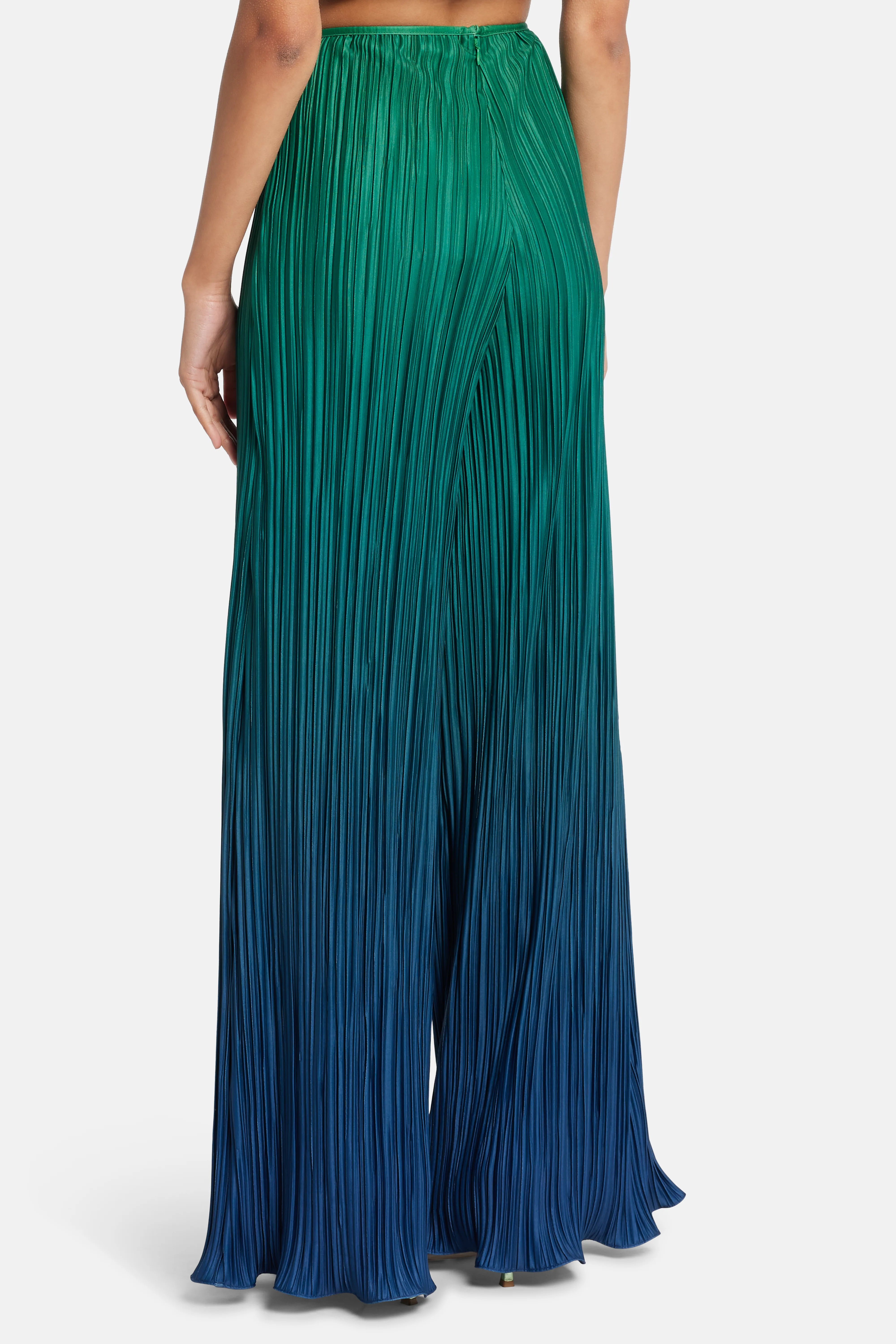 Velo Pleated Pants in Green and Blue