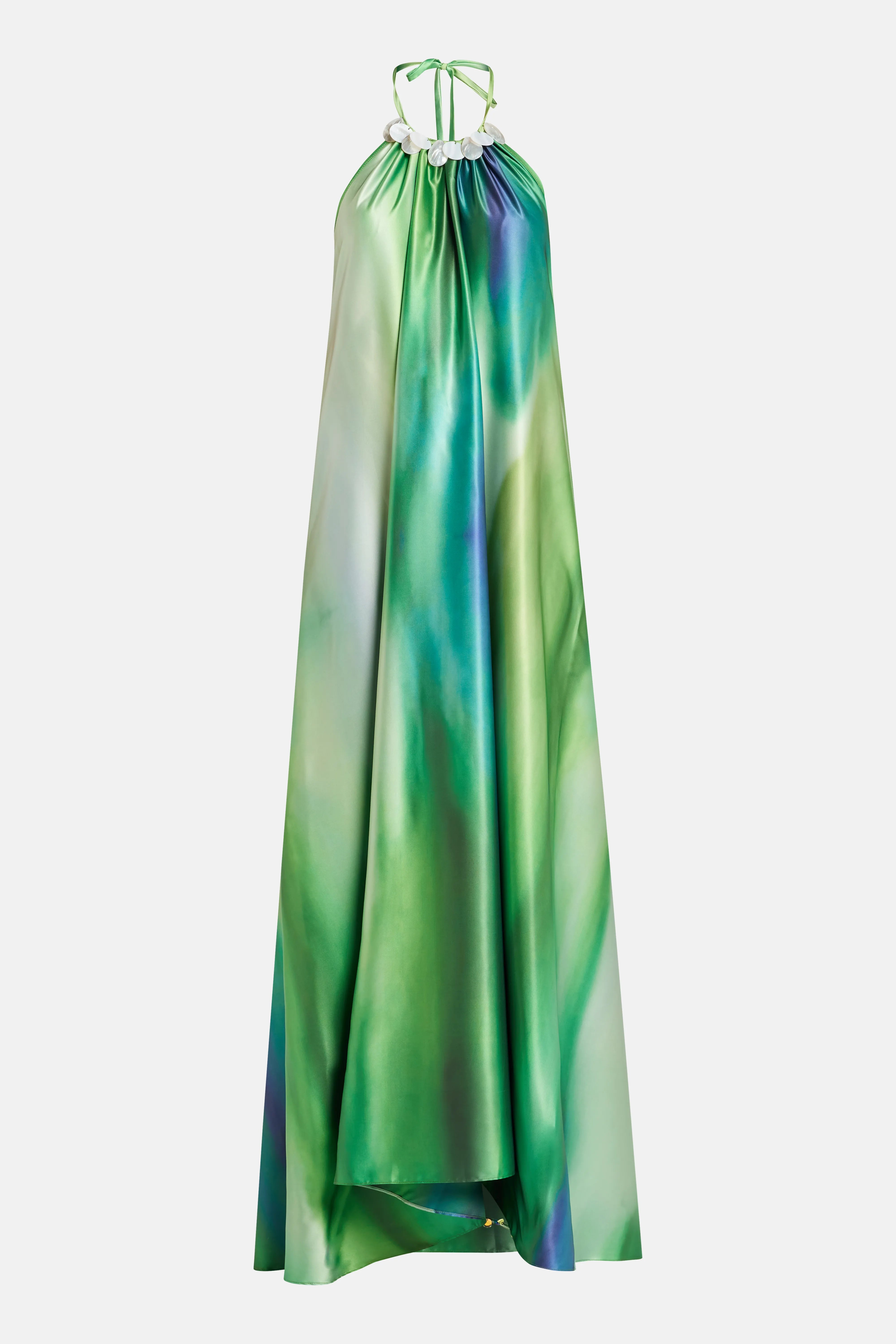 Canto Seashell Halter Neck Maxi Dress in Green