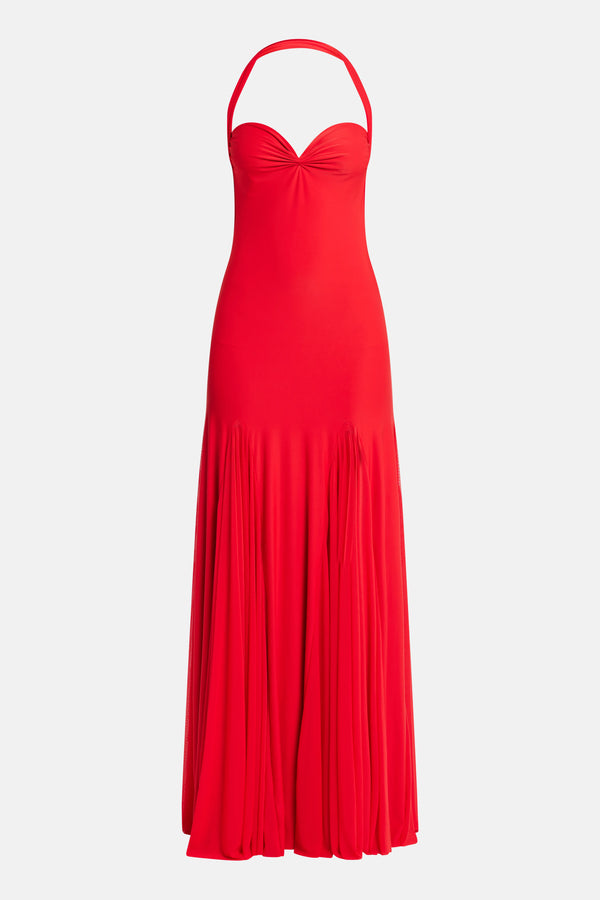 Berta Maxi Dress in Red With Scarf