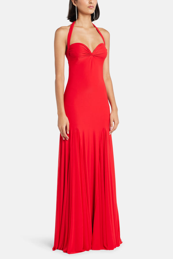 Berta Maxi Dress in Red With Scarf