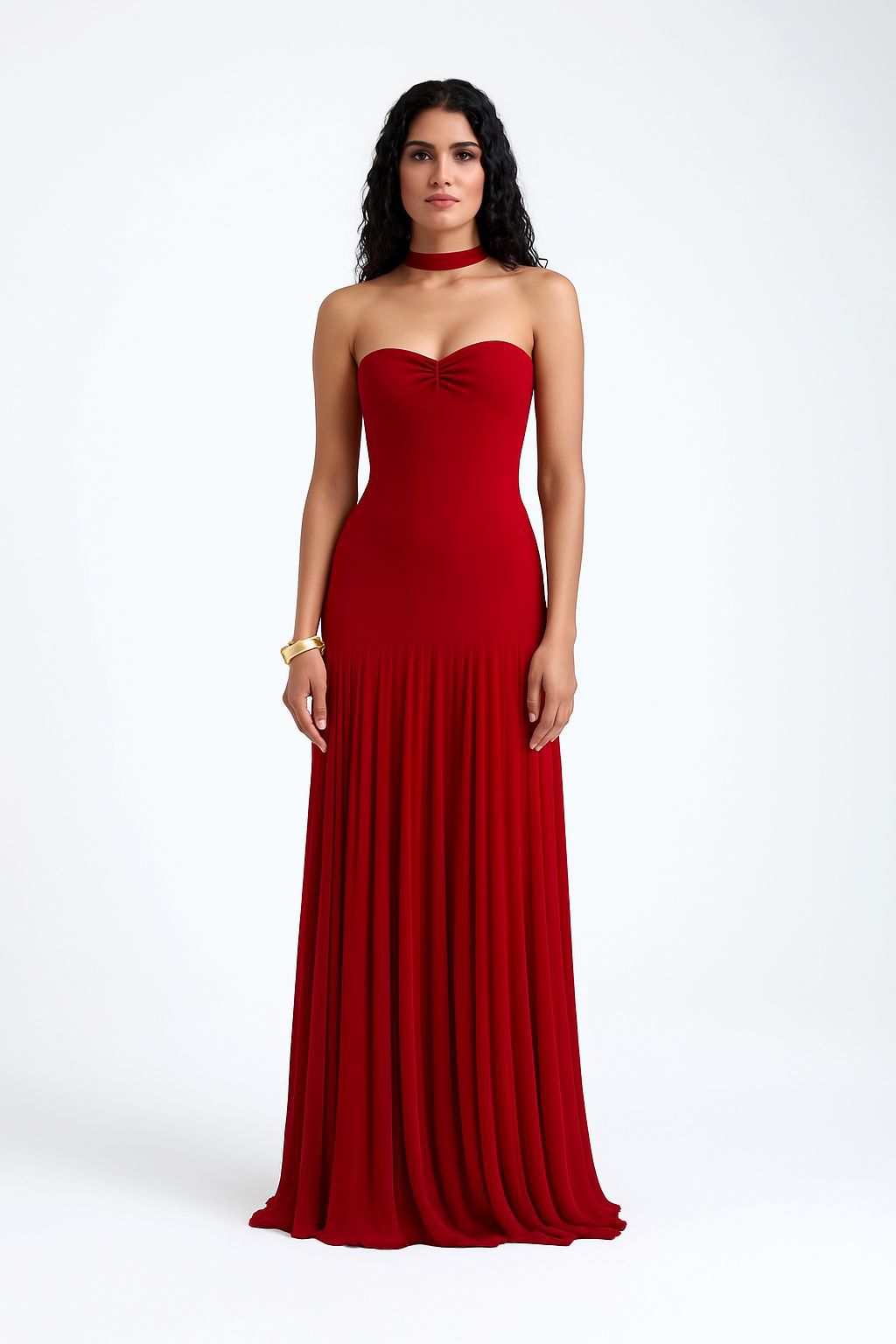 Berta Maxi Dress in Red With Scarf