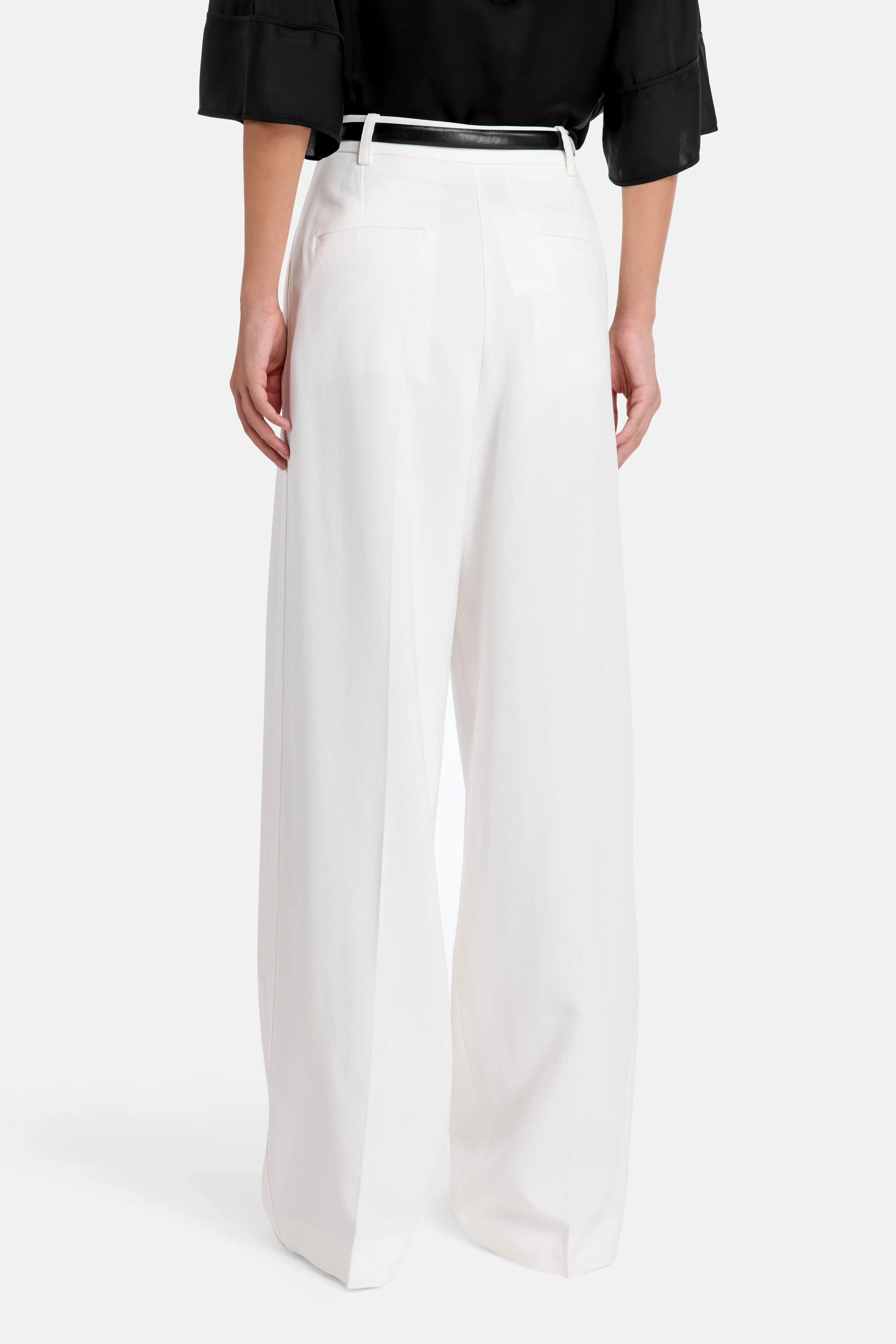 Helis Wide Legged High Waisted Trousers in White