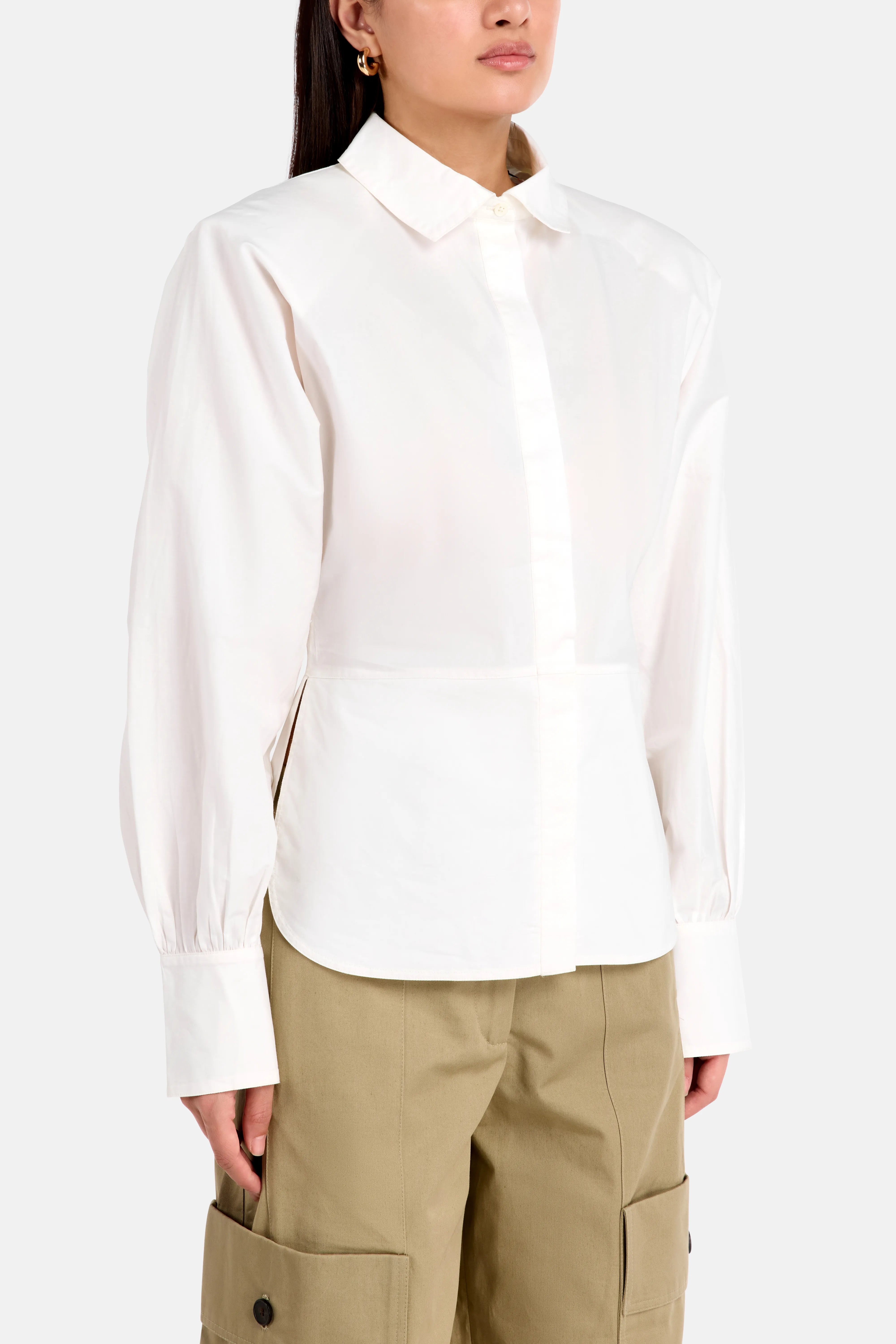 Janine Button Up Cotton Shirt in White