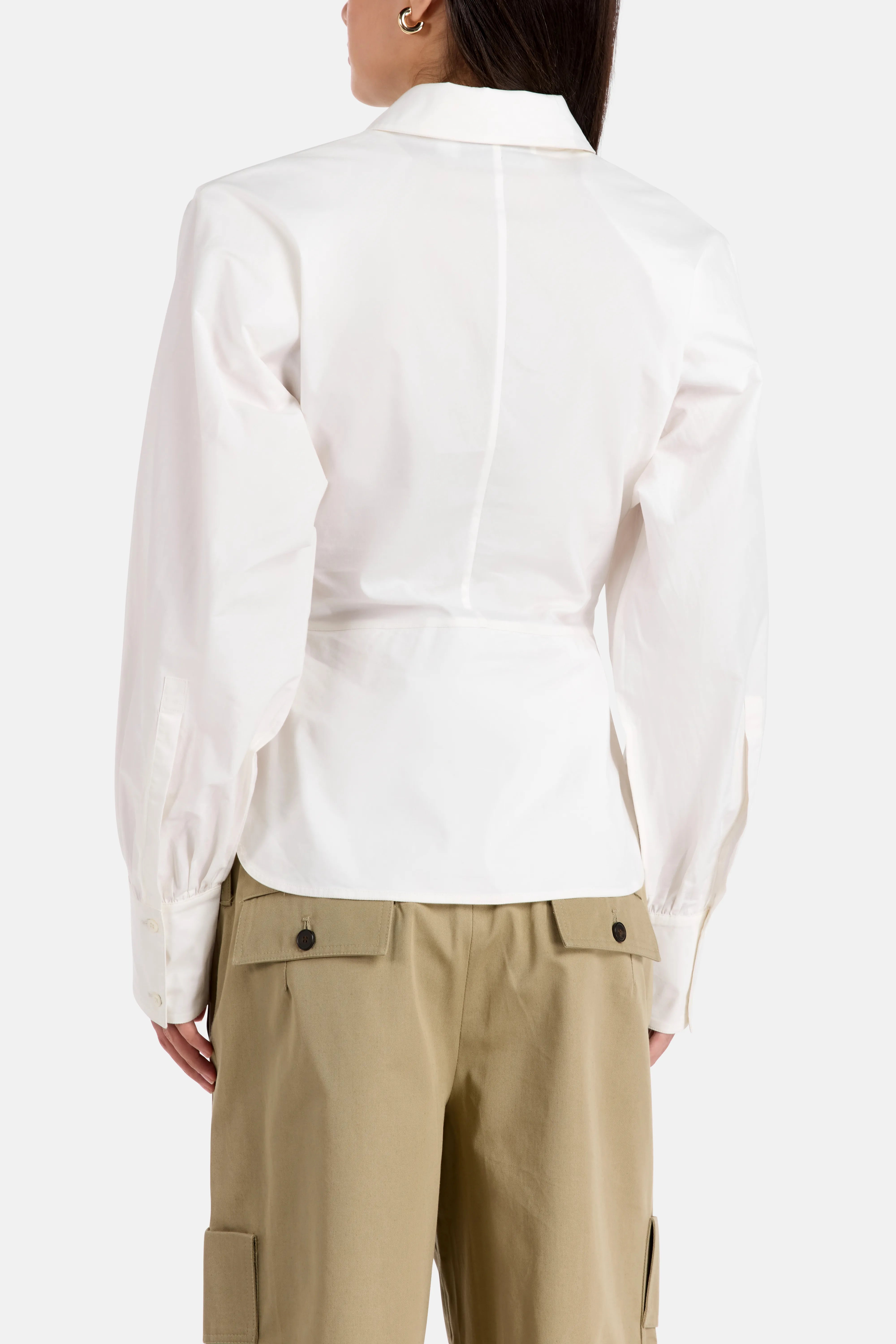 Janine Button Up Cotton Shirt in White