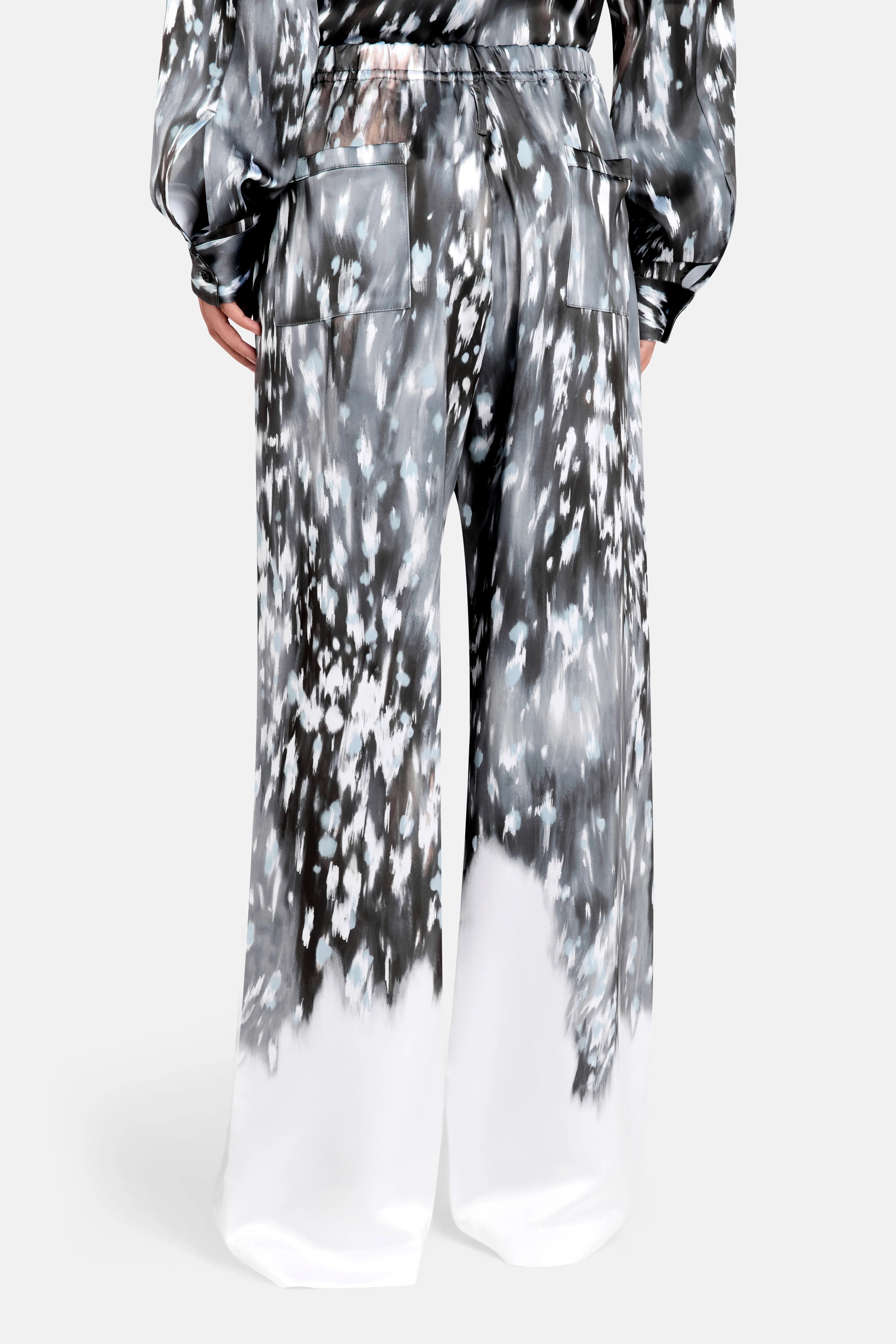 Veolina Patterned Wide Legged Trousers in Grey