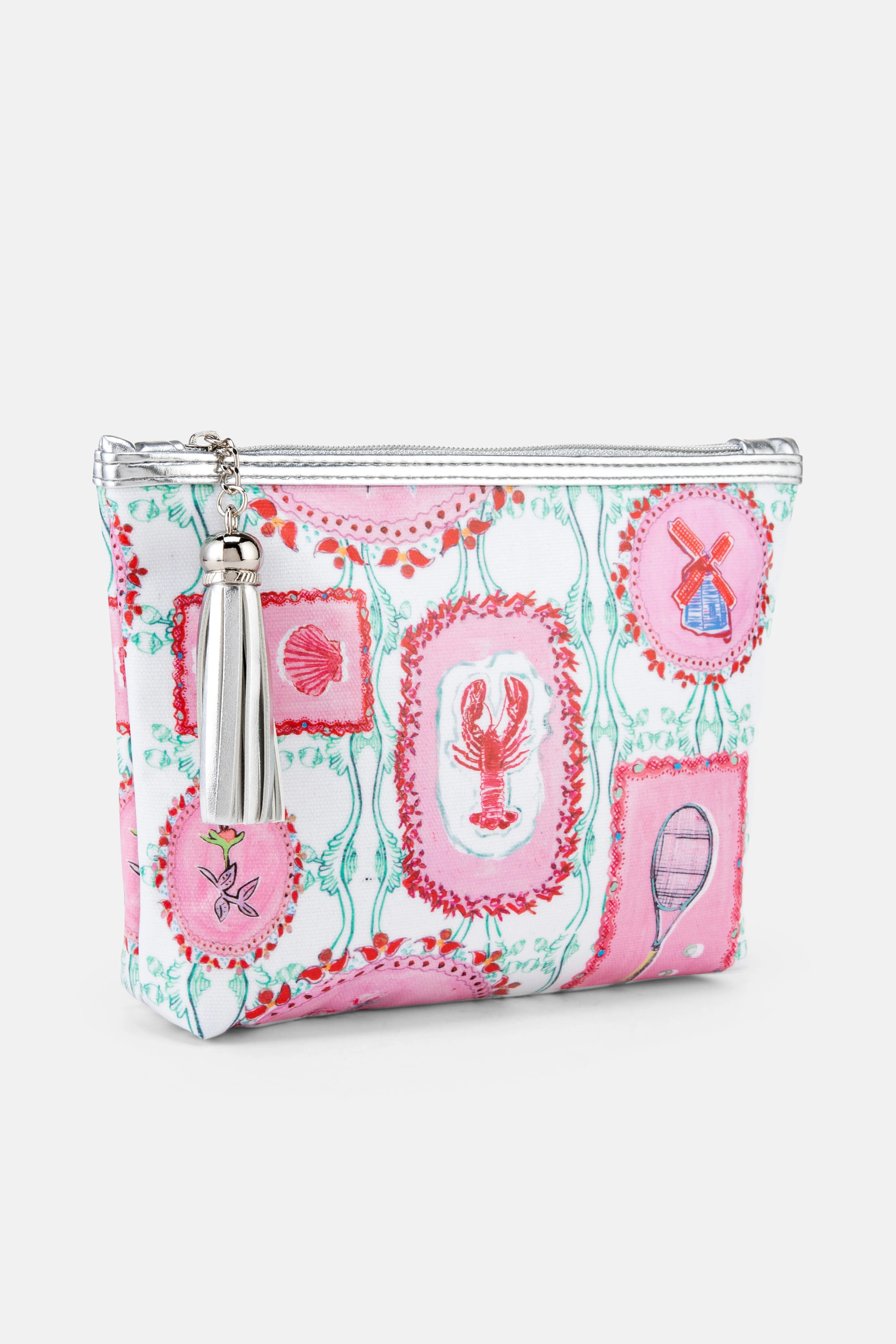 The Hamptons Classic Cotton Make-Up Bag In Pink