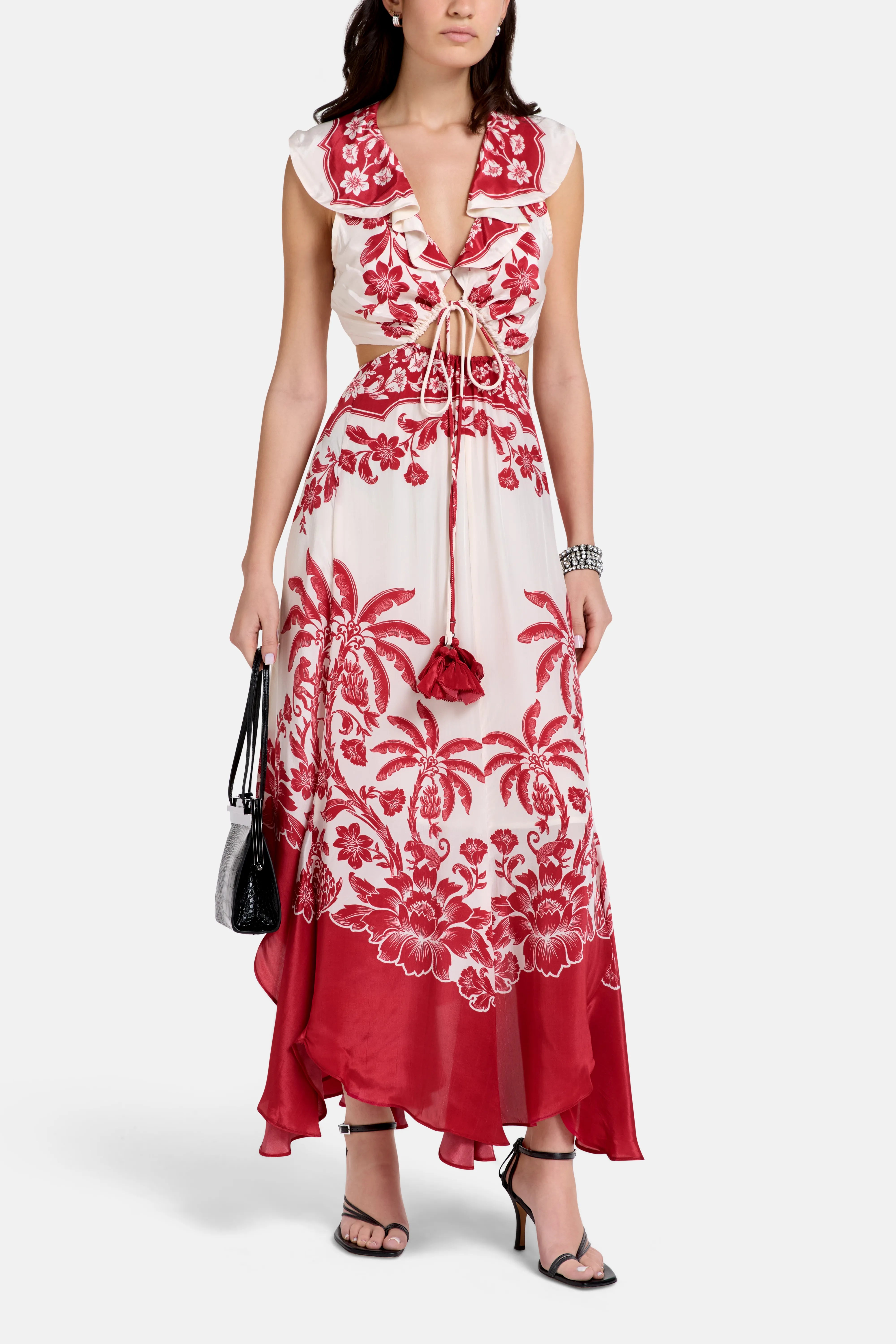 open lace back dress Buy the Guanacaste Sand Cut Out Sleeveless Midi Dress in Red