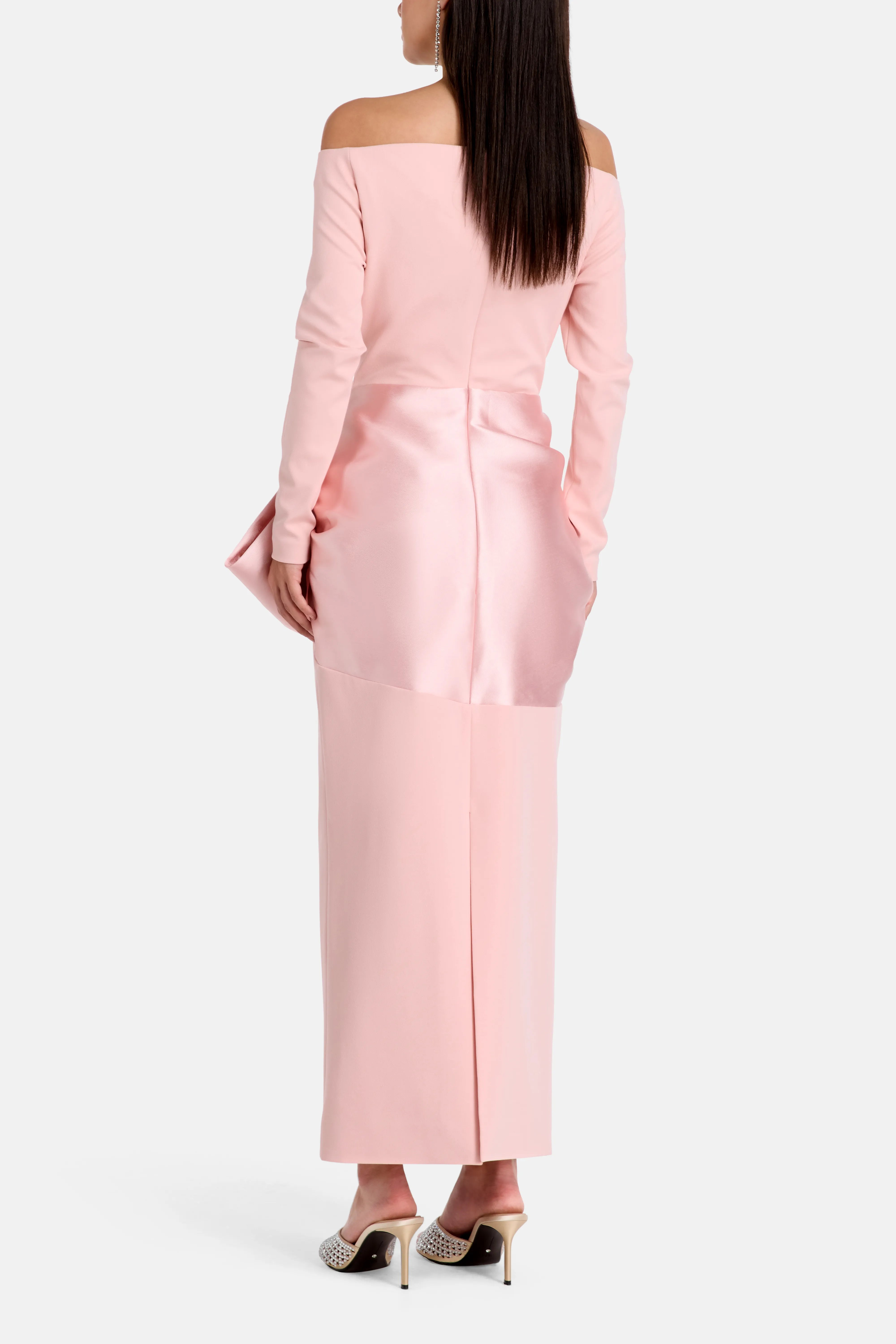 Shop the Pink Rhianne Midaxi Off Shoulder Evening Dress