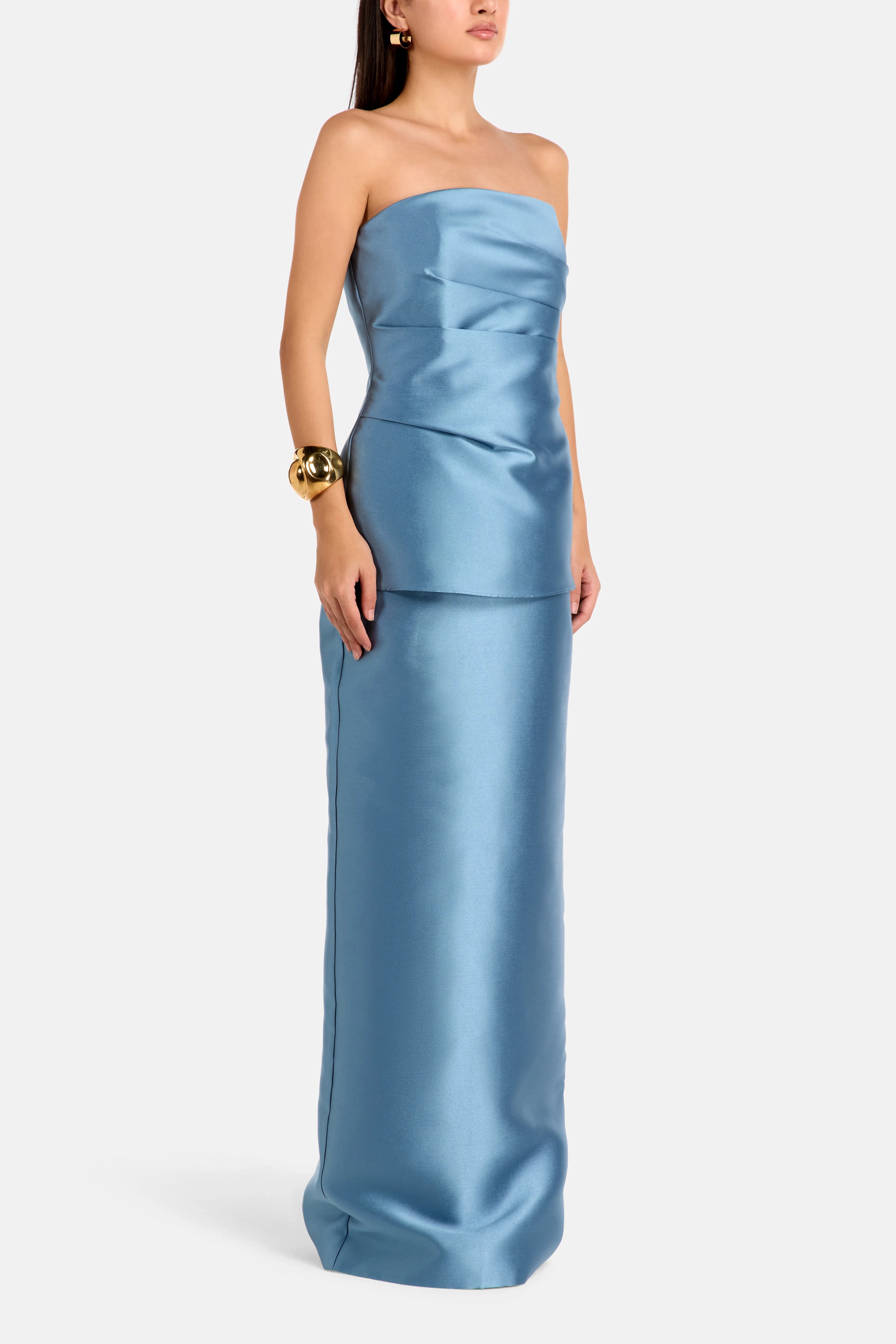 Lucille Strapless Evening Dress in Blue