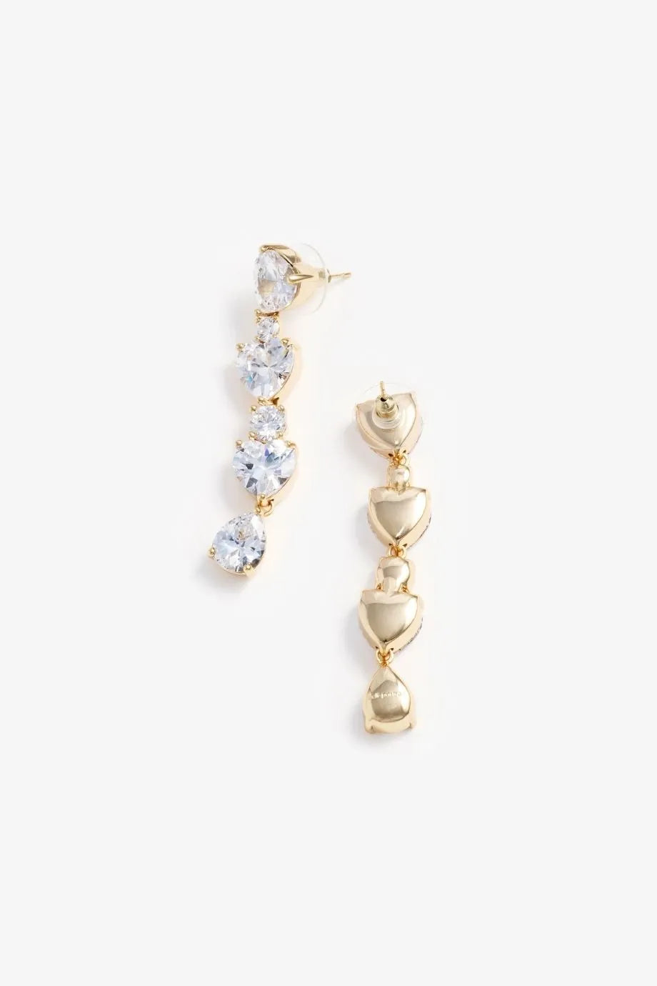 Heart Crystal Tiered Earrings in Gold