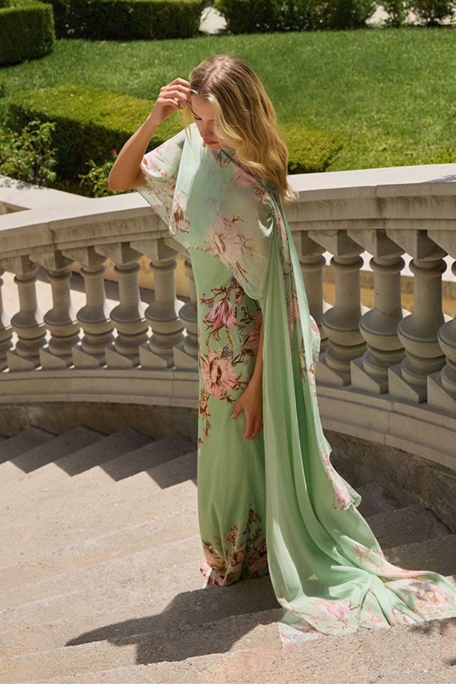ezra maxi dress Buy the Ezra Bias Floral Cape Maxi Dress in Pink