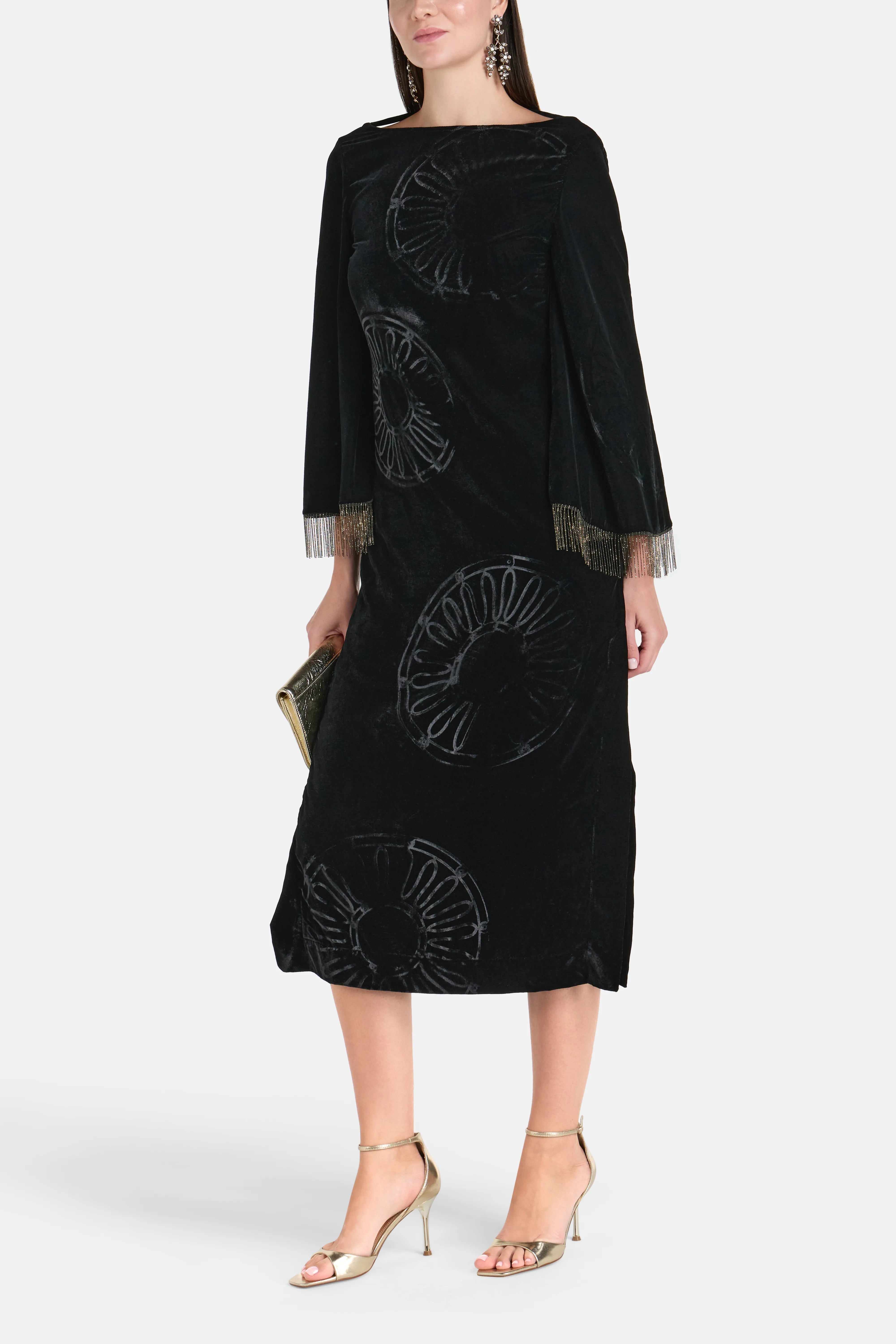 Kyma Silk Velvet Blend Midi Dress in Black