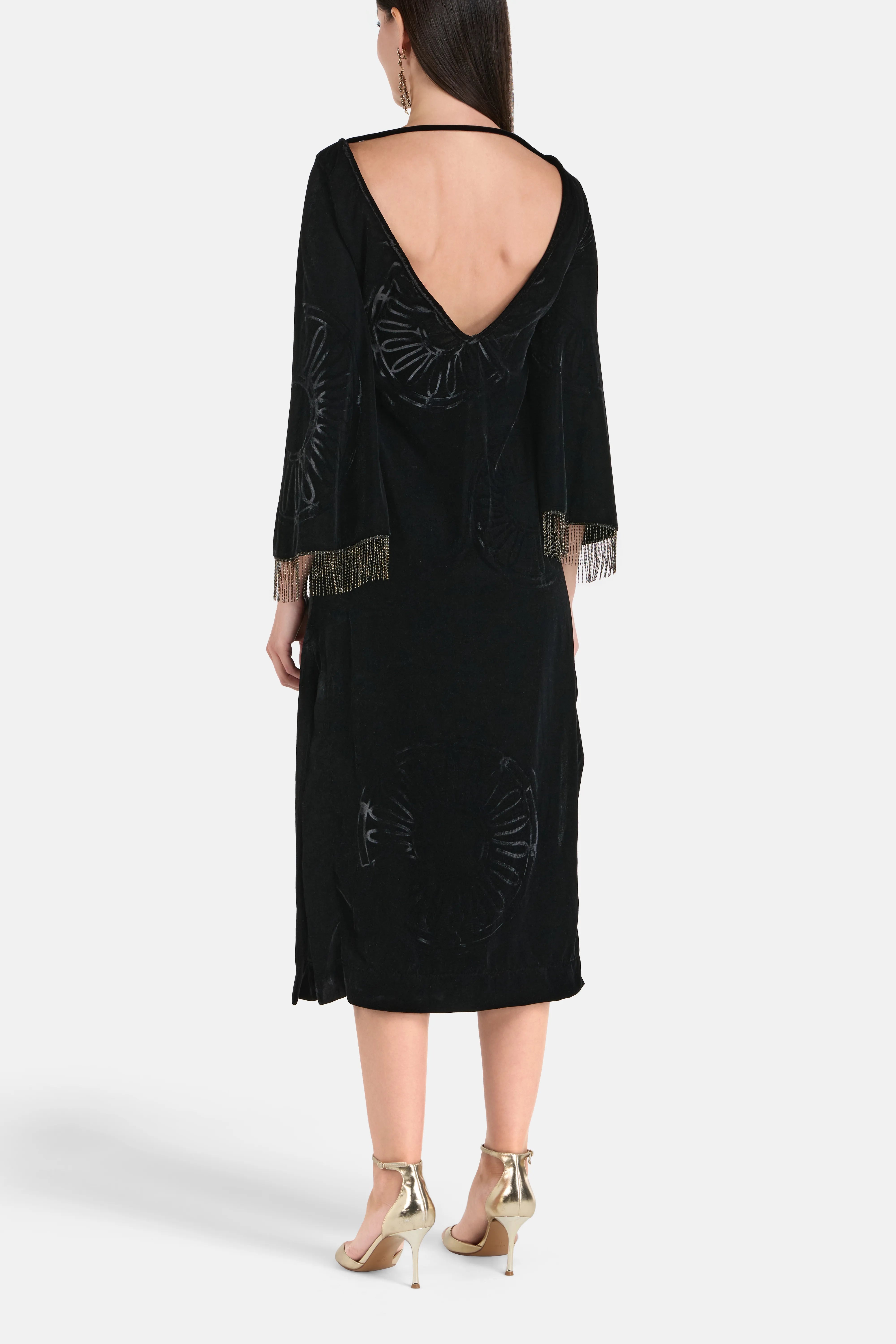 Kyma Silk Velvet Blend Midi Dress in Black