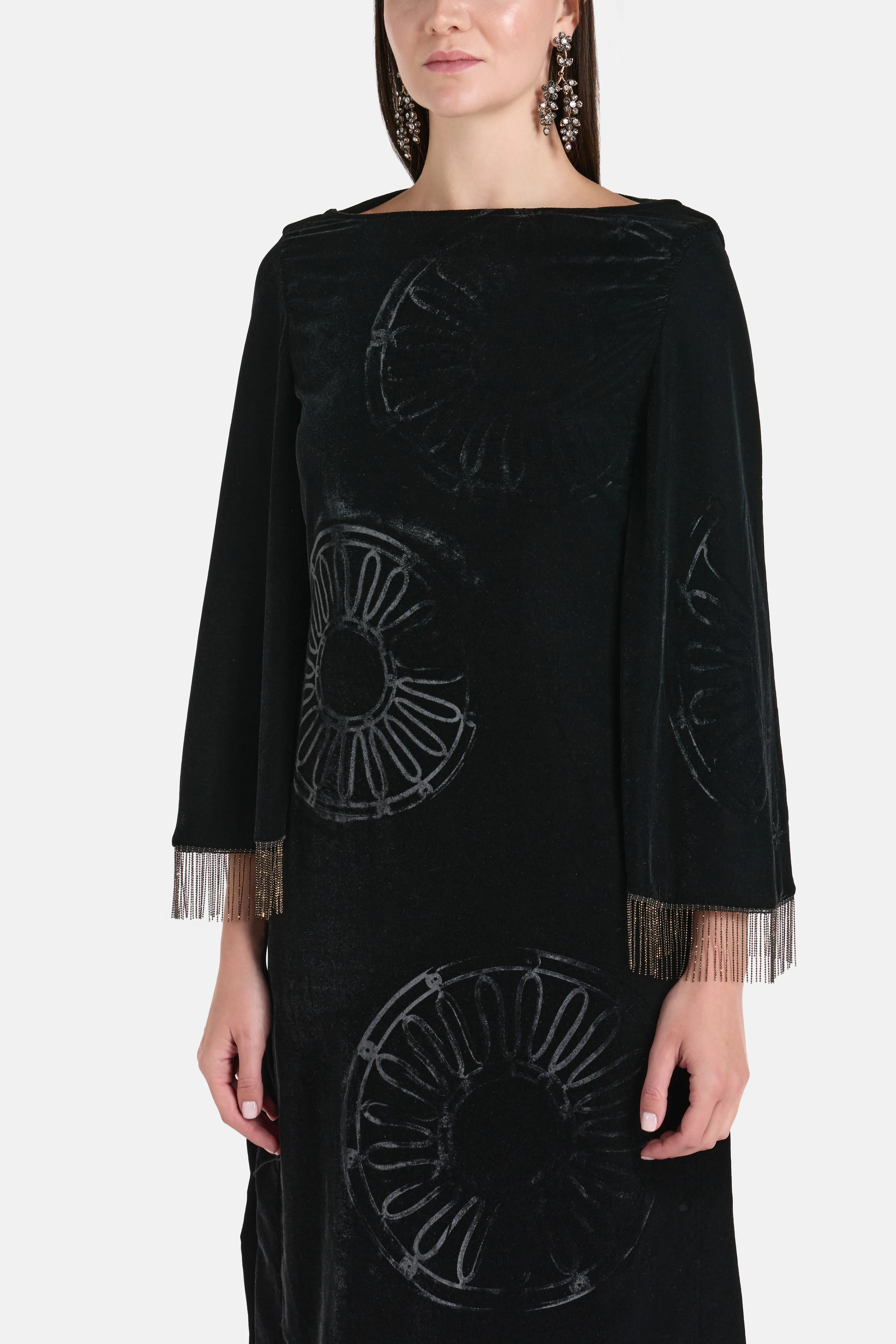 Kyma Silk Velvet Blend Midi Dress in Black