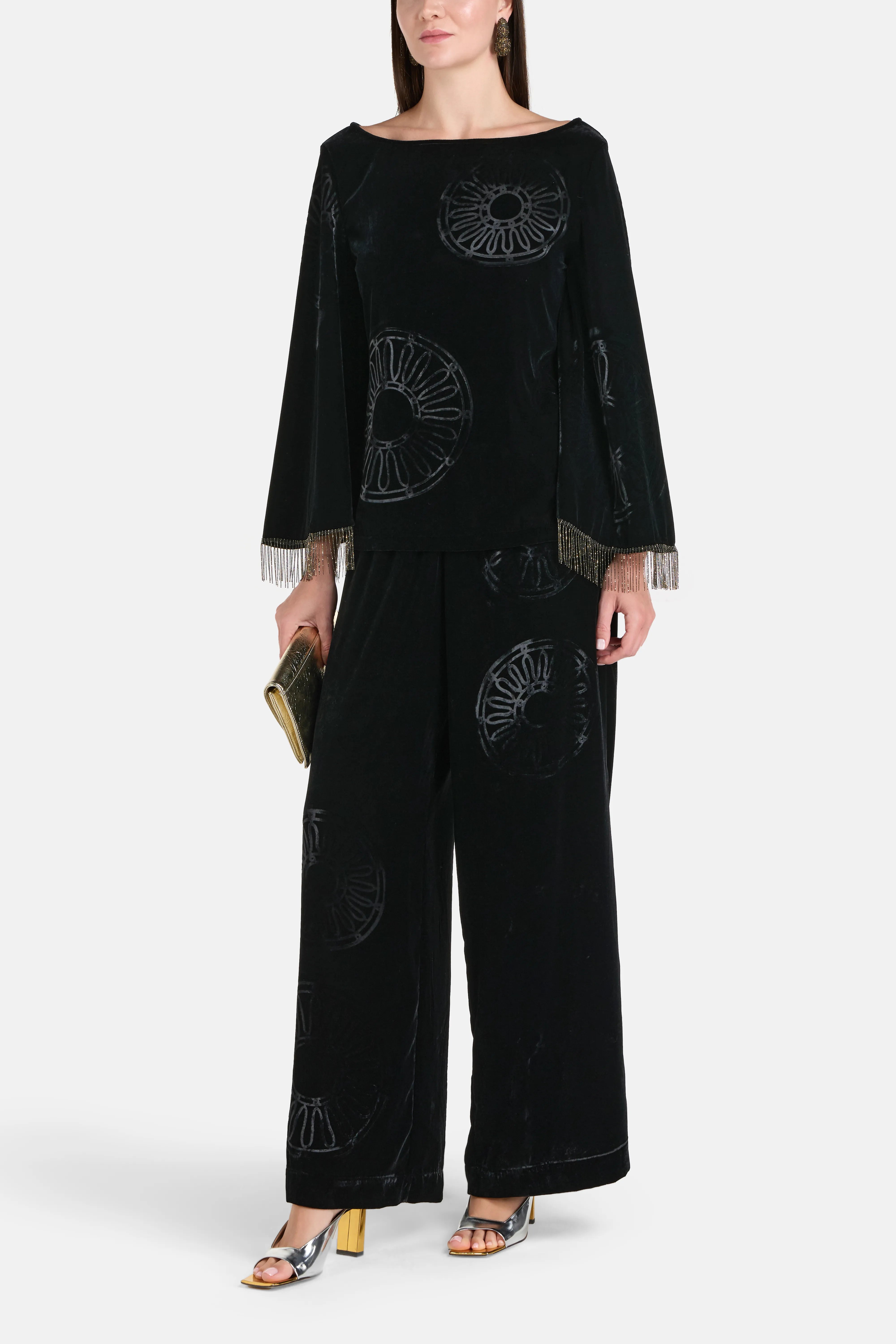 Kyma Imposed Silk Velvet Blend Trousers in Black