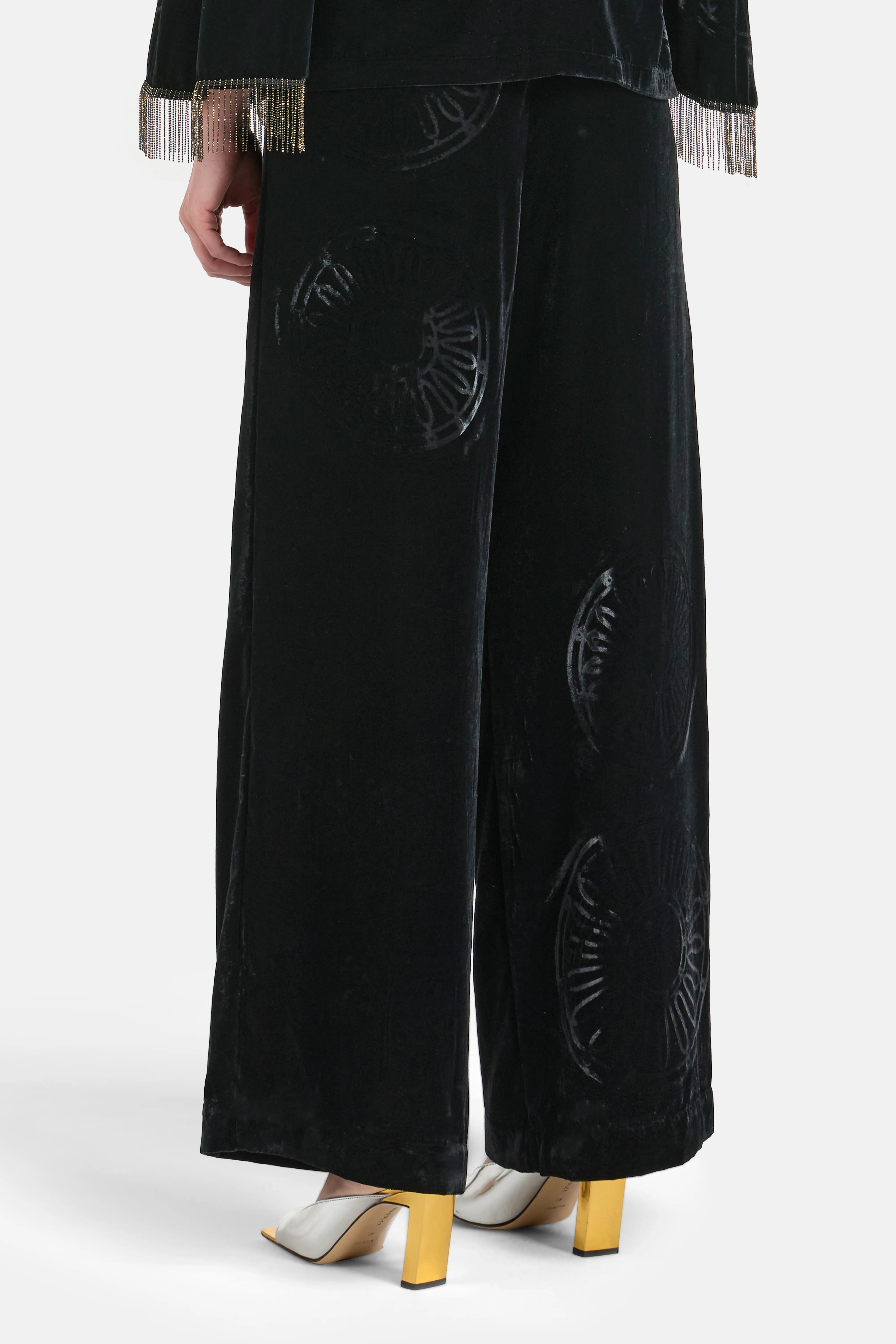 Kyma Imposed Silk Velvet Blend Trousers in Black