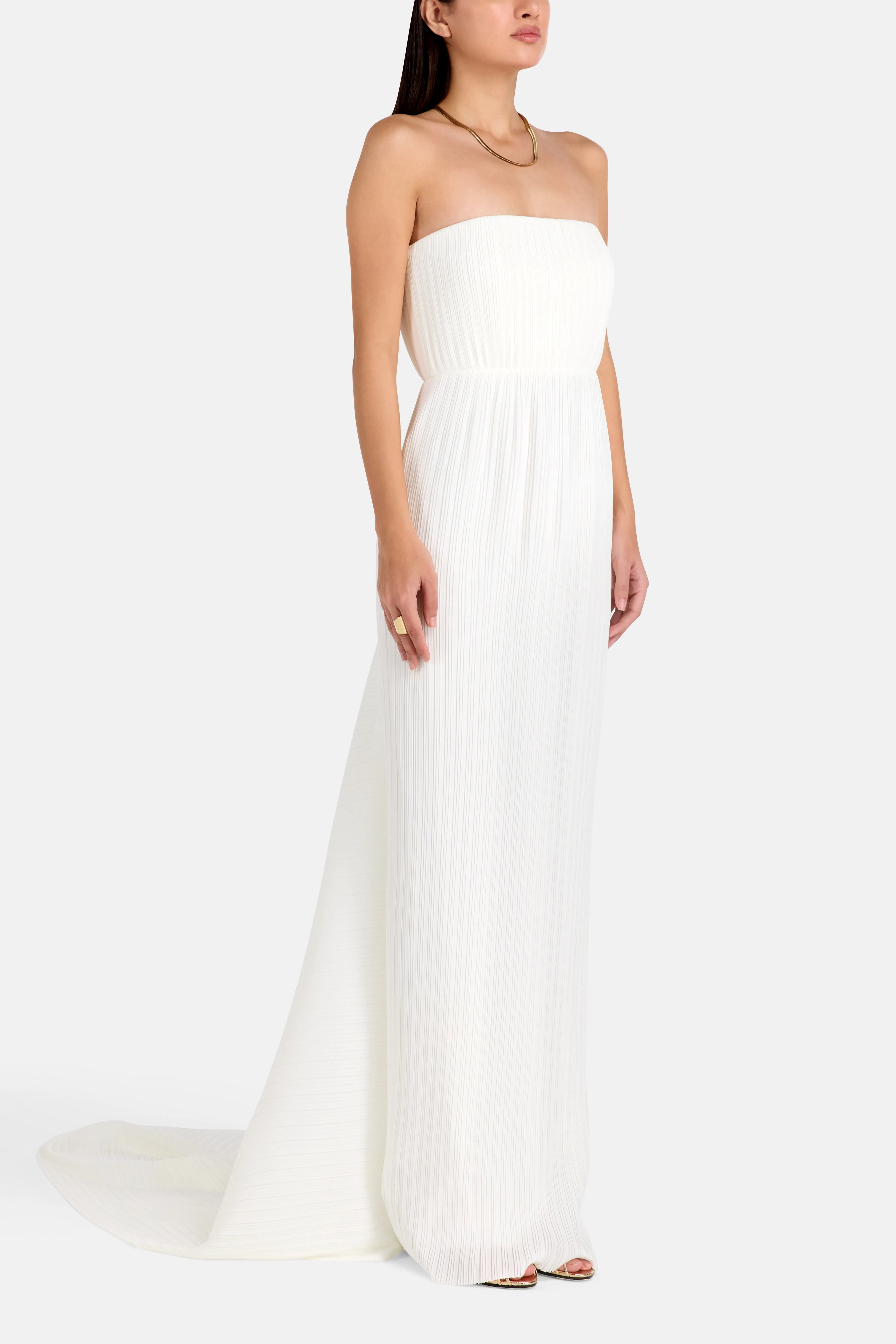 Harlee Strapless Evening Gown in White
