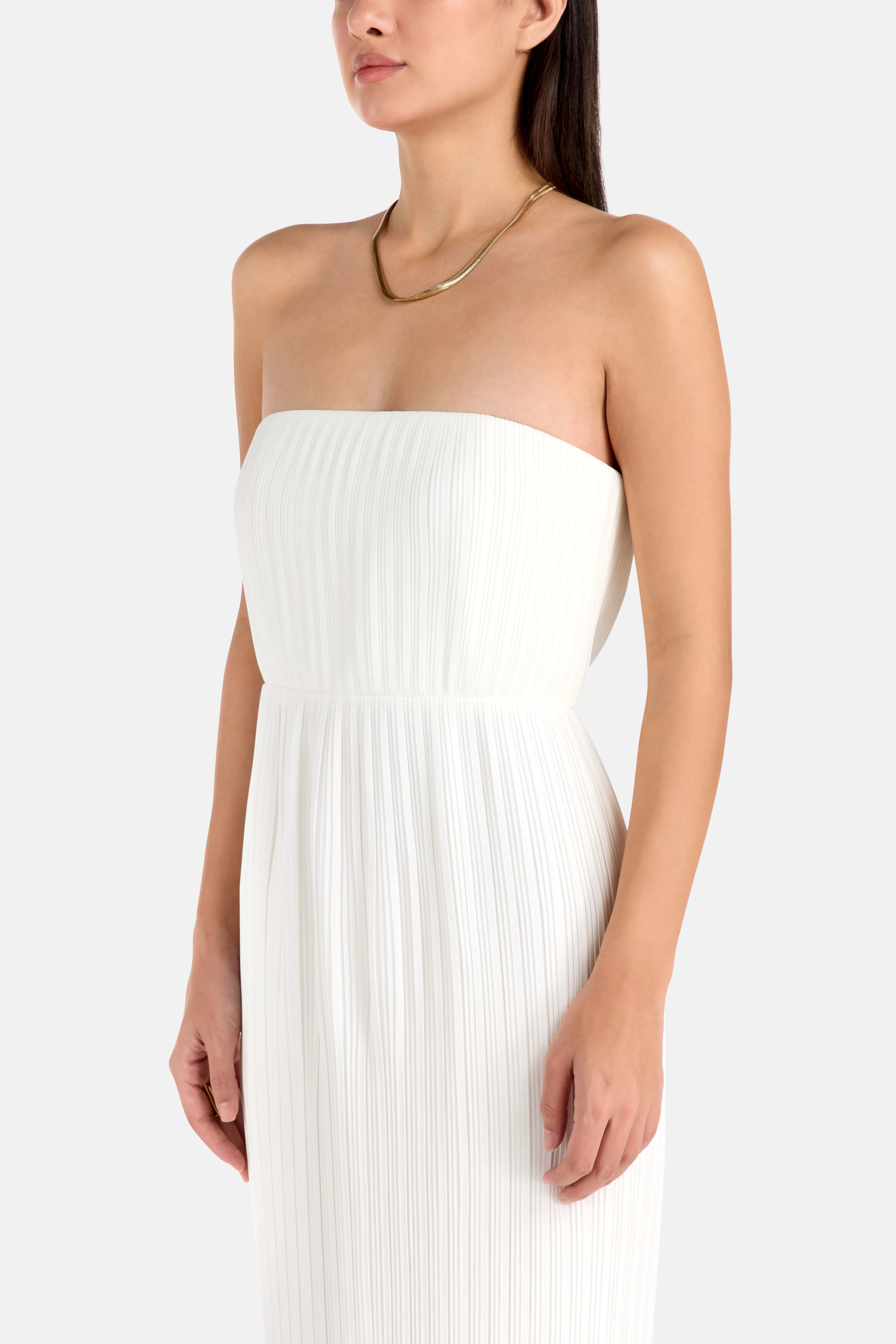 Harlee Strapless Evening Gown in White