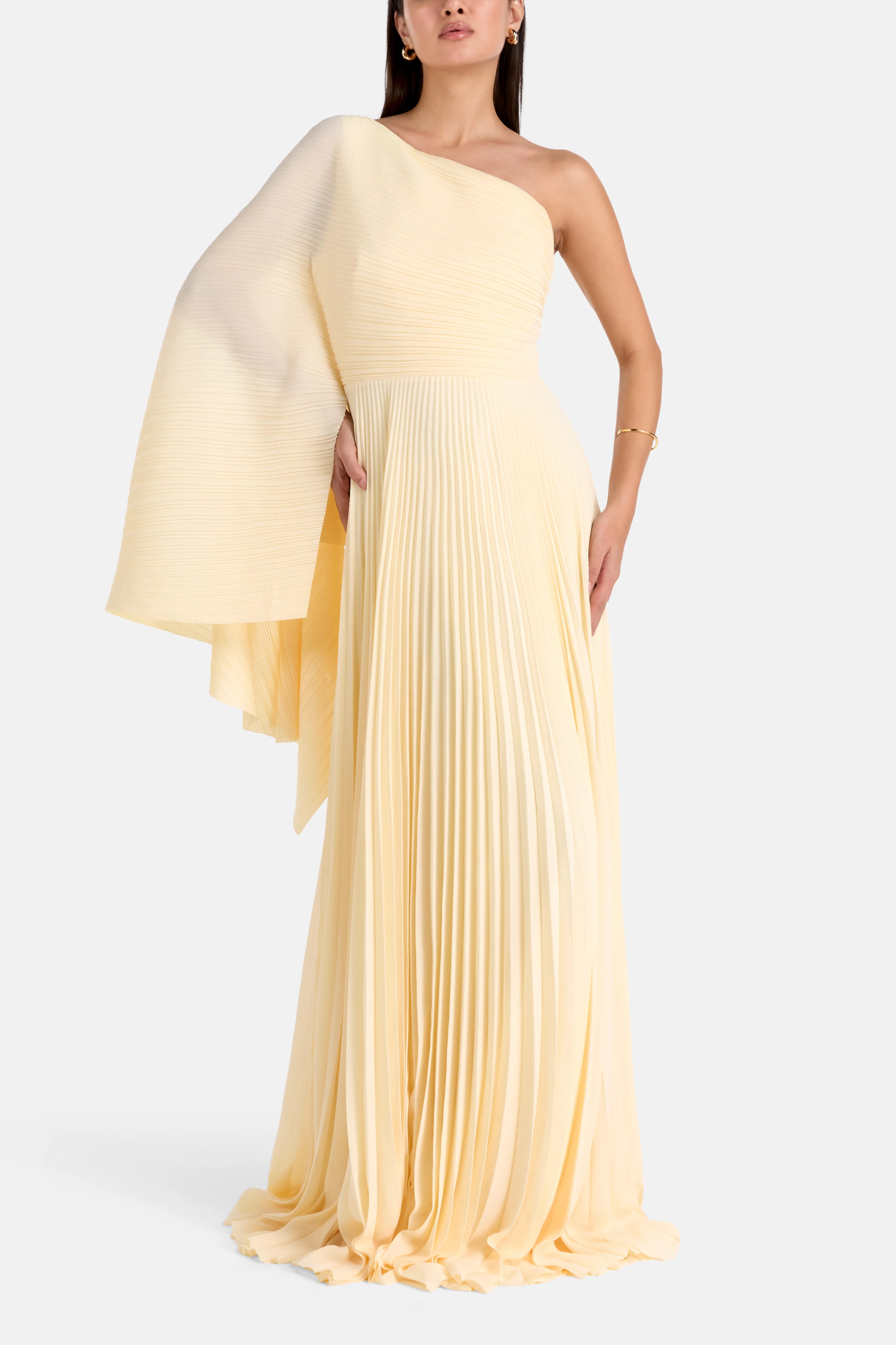 Maci One Shoulder Evening Dress in White